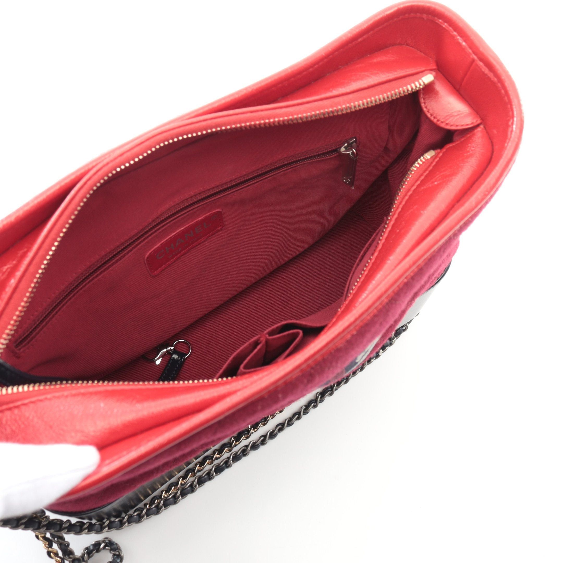 Chanel Chanel Gabriel De Chanel Large Hobo Chain Shoulder Bag Wool Leather Pink Red Navy Multicolor Combination Metal Fittings Size ONE SIZE - 3 Thumbnail