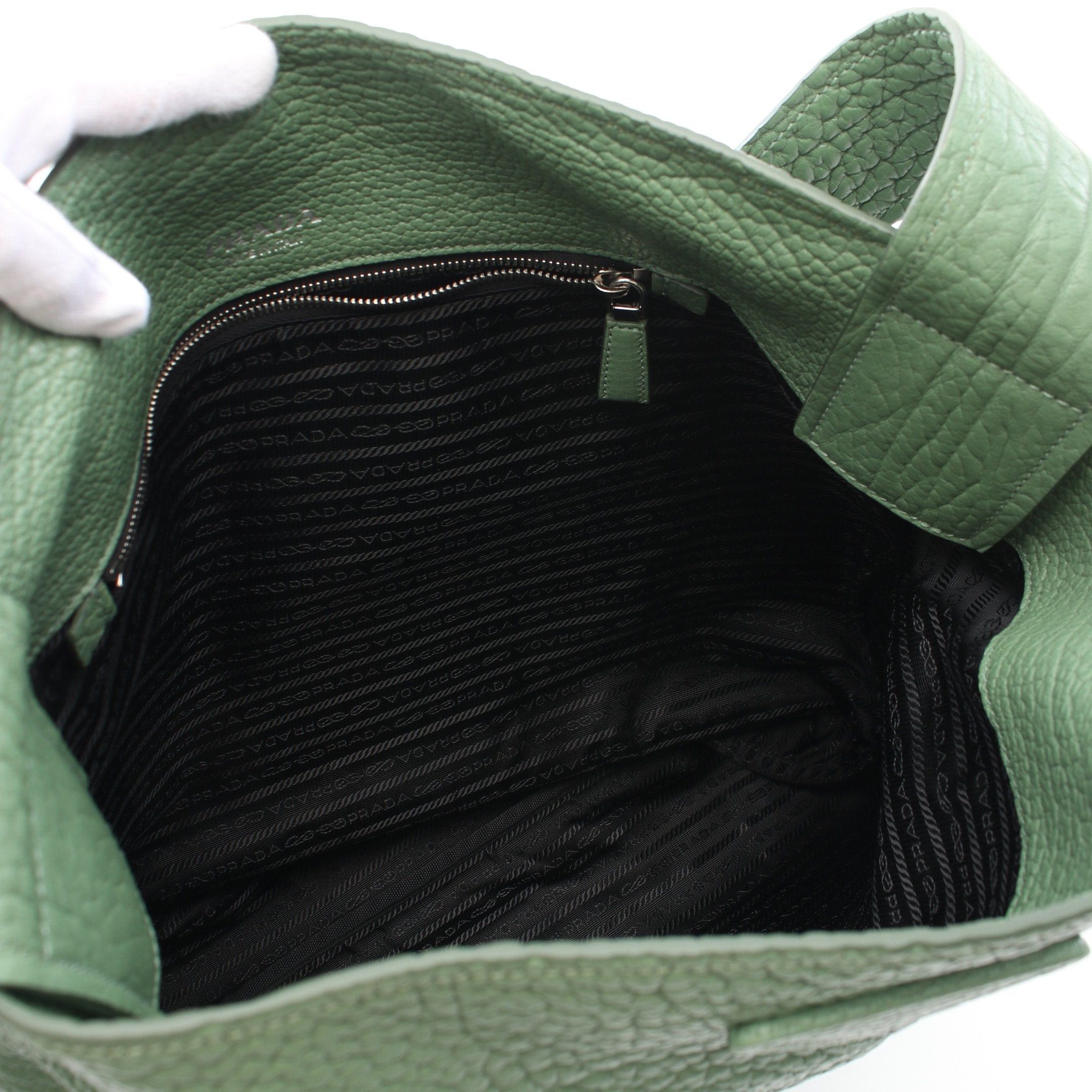 Prada Prada Shoulder Bag Leather Green Size ONE SIZE - 3 Thumbnail