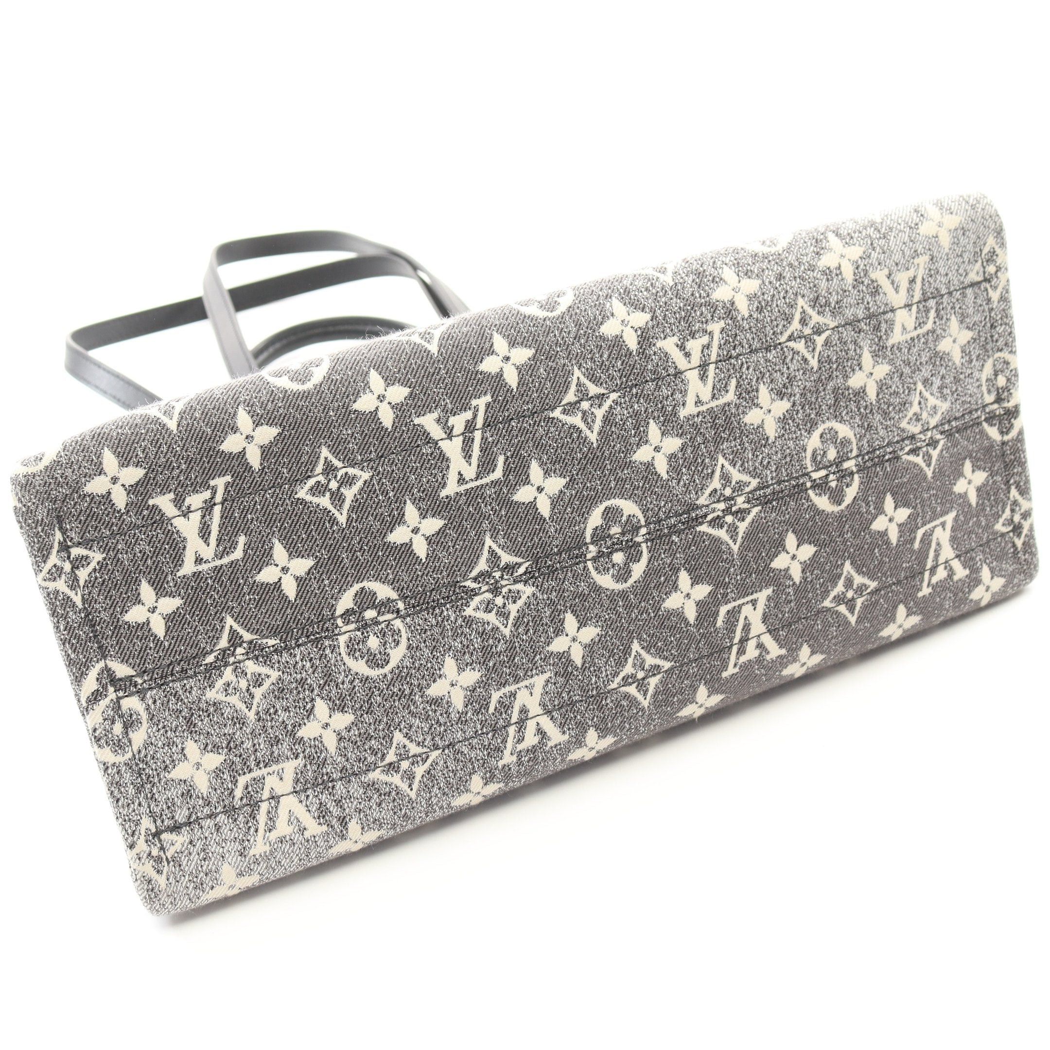 Louis Vuitton Louis Vuitton On-The-Go Mm Monogram Jacquard Denim Shoulder Bag Tote Leather Black Off White Size ONE SIZE - 5 Thumbnail