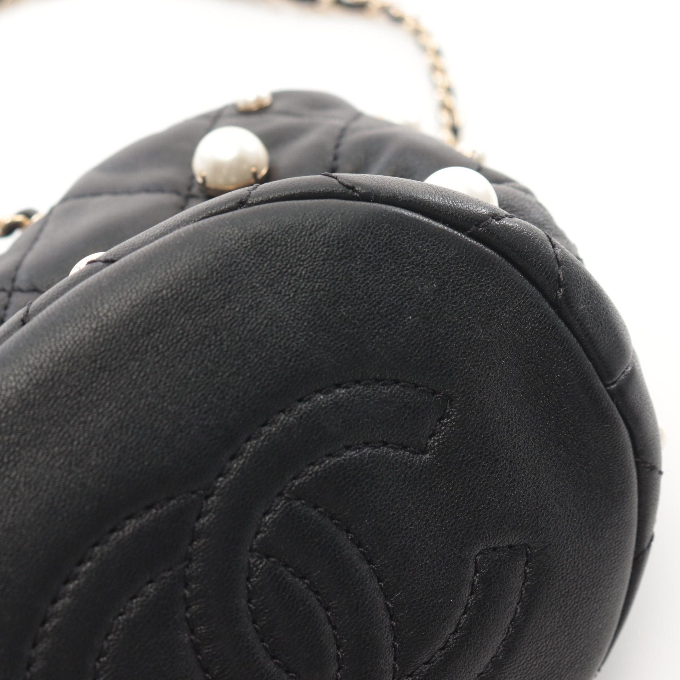 Chanel Chanel Coco Mark Chain Shoulder Bag Lambskin Fake Pearl Black Gold Hardware Purse Size ONE SIZE - 7 Thumbnail