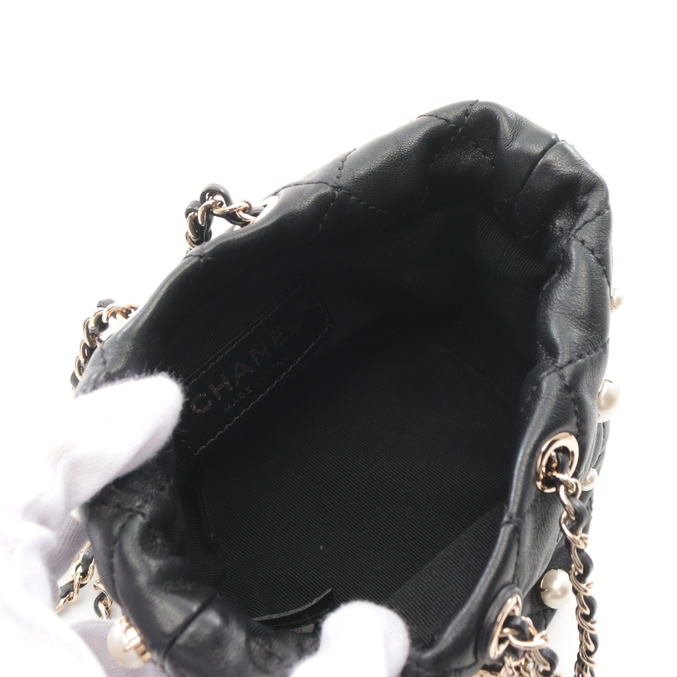 Chanel Chanel Coco Mark Chain Shoulder Bag Lambskin Fake Pearl Black Gold Hardware Purse Size ONE SIZE - 3 Thumbnail