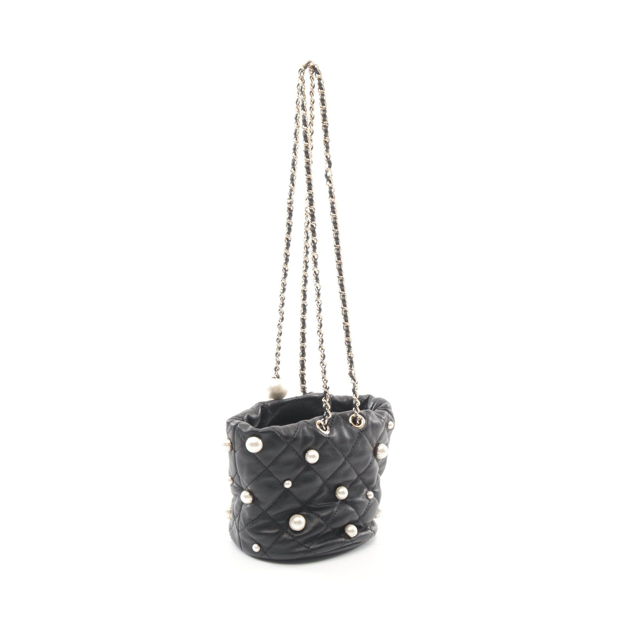 Chanel Chanel Coco Mark Chain Shoulder Bag Lambskin Fake Pearl Black Gold Hardware Purse Size ONE SIZE - 2 Thumbnail