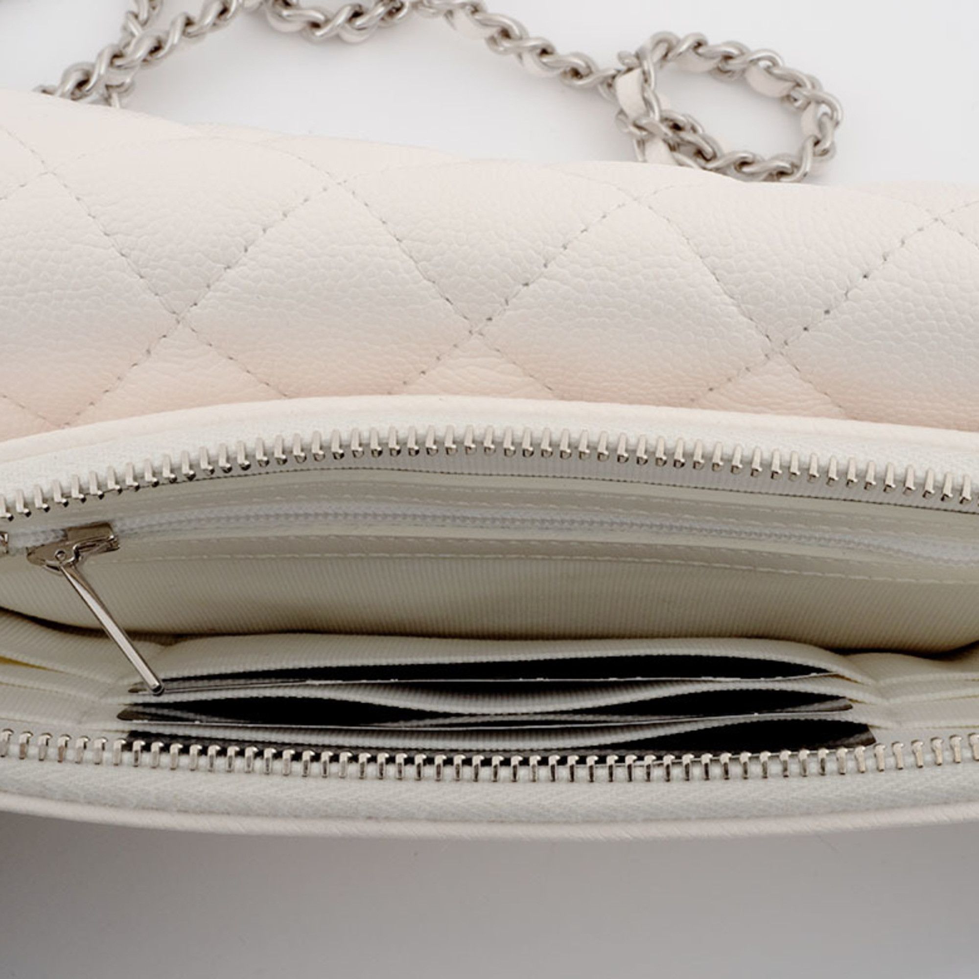 Chanel Chanel Matelasse Flap Phone Case Shoulder Bag White Women's Caviar Skin CHANEL Size ONE SIZE - 9 Thumbnail