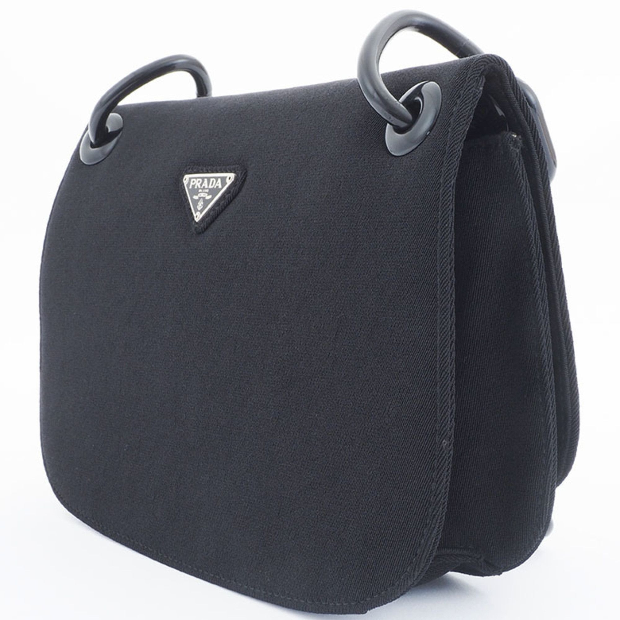 Prada Prada Plastic Chain Flap Shoulder Bag Black B6436 Women's Canvas PRADA Size ONE SIZE - 2 Thumbnail