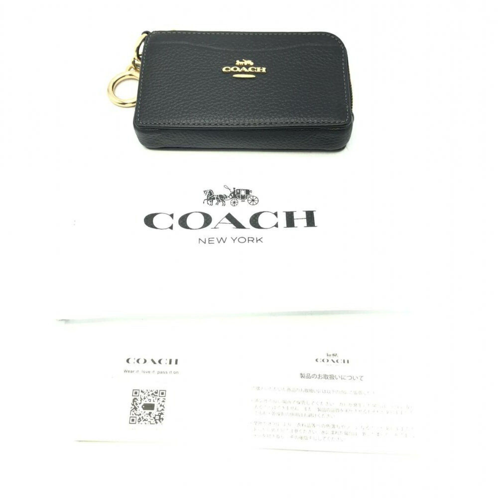 Coach COACH Wallet/Coin Case Business Card Holder/Card Leather Black CH162 Coach Size ONE SIZE - 7 Thumbnail