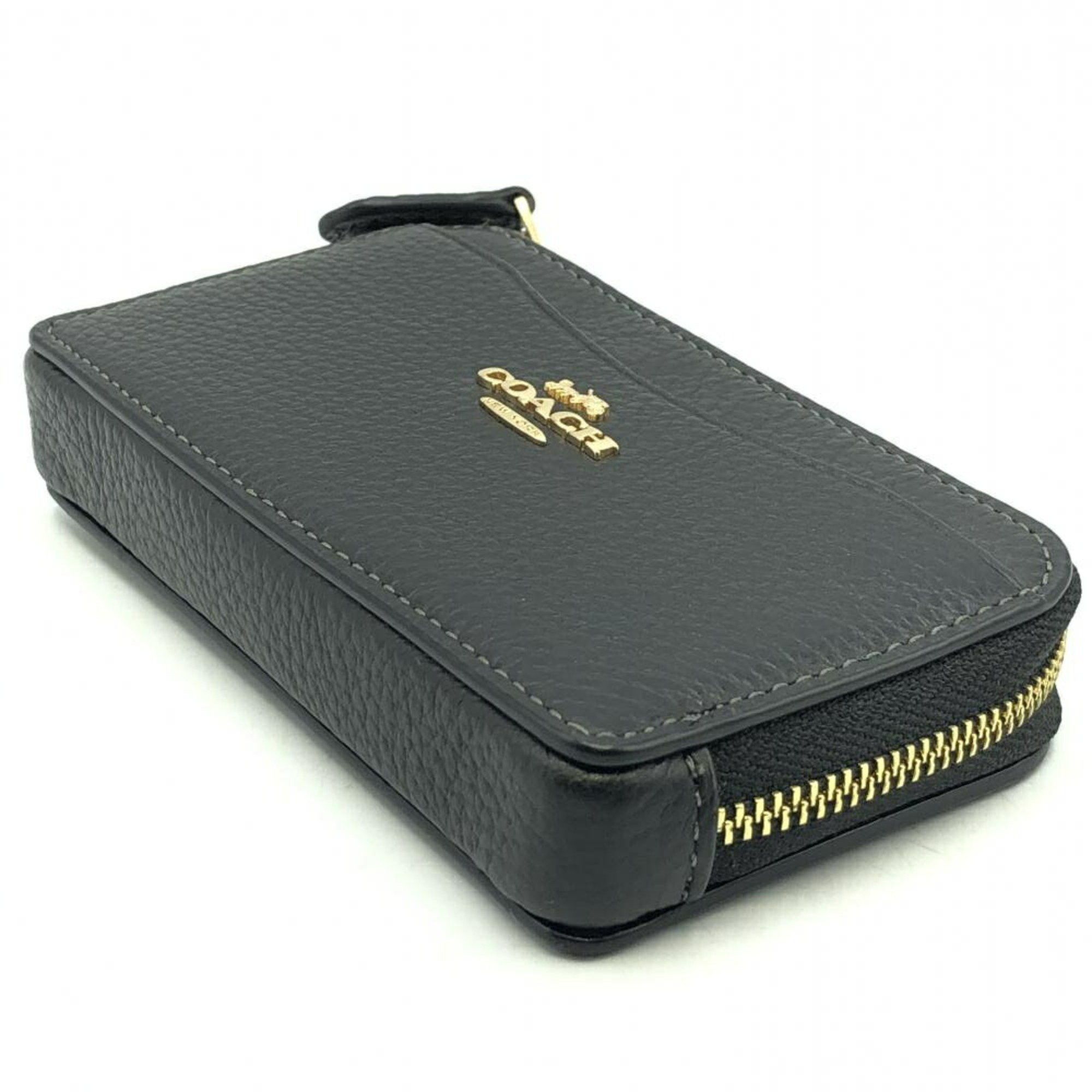 Coach COACH Wallet/Coin Case Business Card Holder/Card Leather Black CH162 Coach Size ONE SIZE - 3 Thumbnail