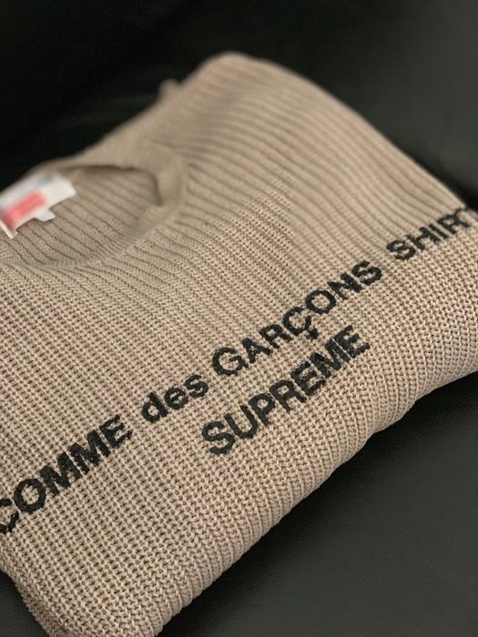 supreme comme des garcons sweater tan