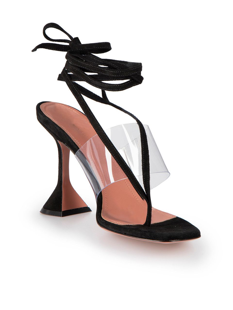 Amina Muaddi Black Zula 95 Suede Thong Sandals Size US 7 / IT 37 - 2 Thumbnail