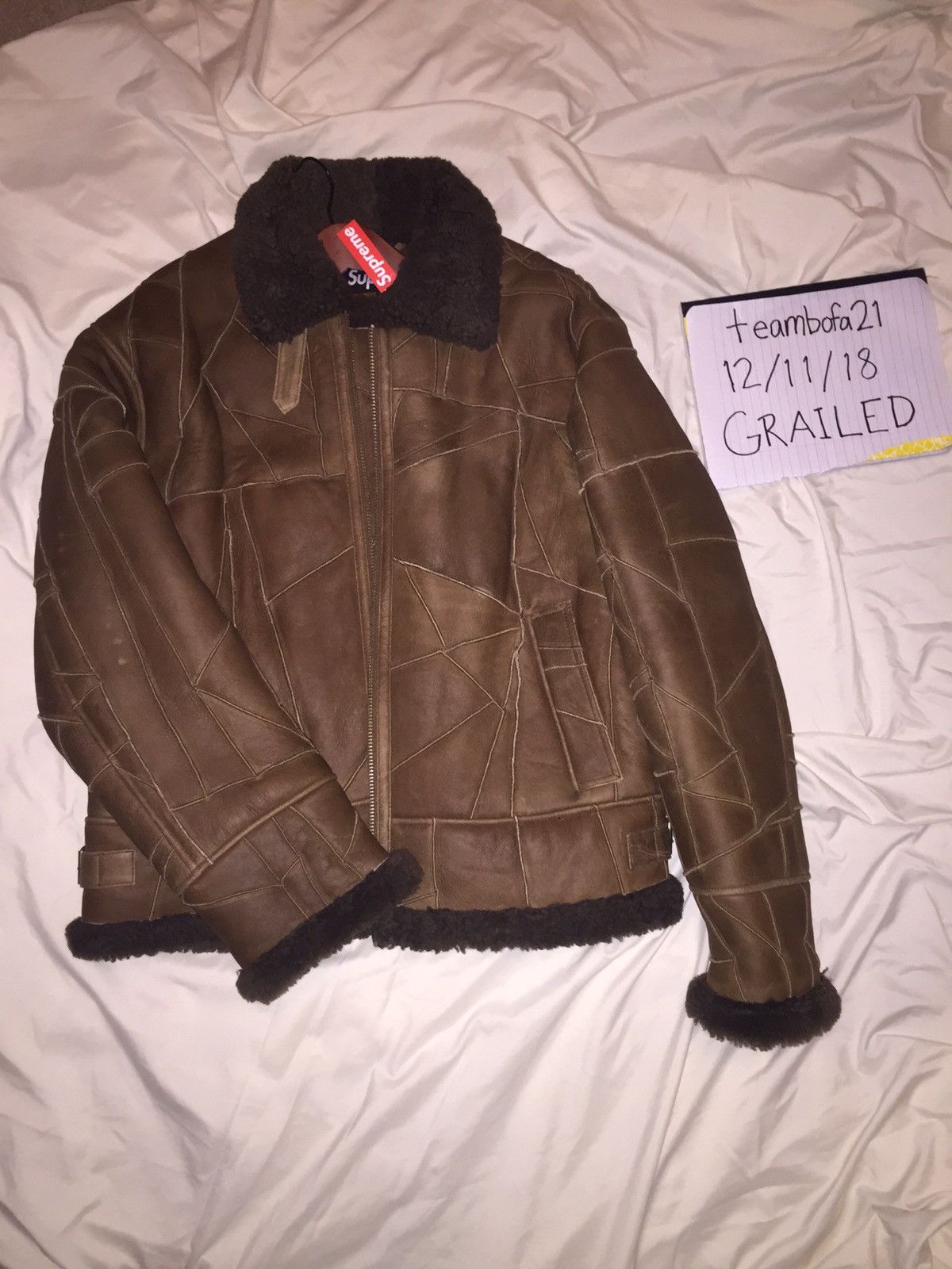 Supreme Patchwork Shearling B-3 Jacket | Grailed