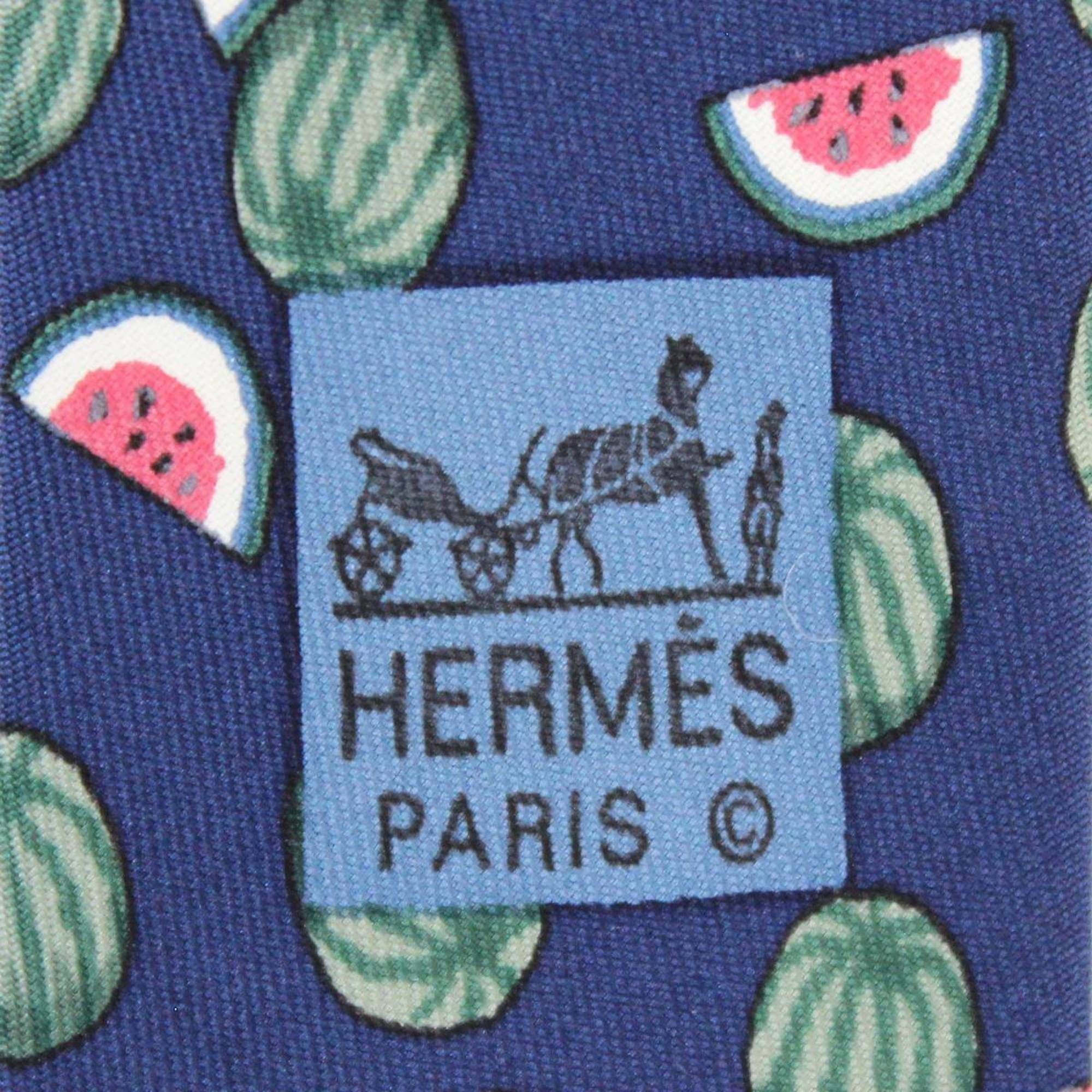 Hermes HERMES Necktie with watermelon pattern, 100% silk, navy Size ONE SIZE - 5 Thumbnail