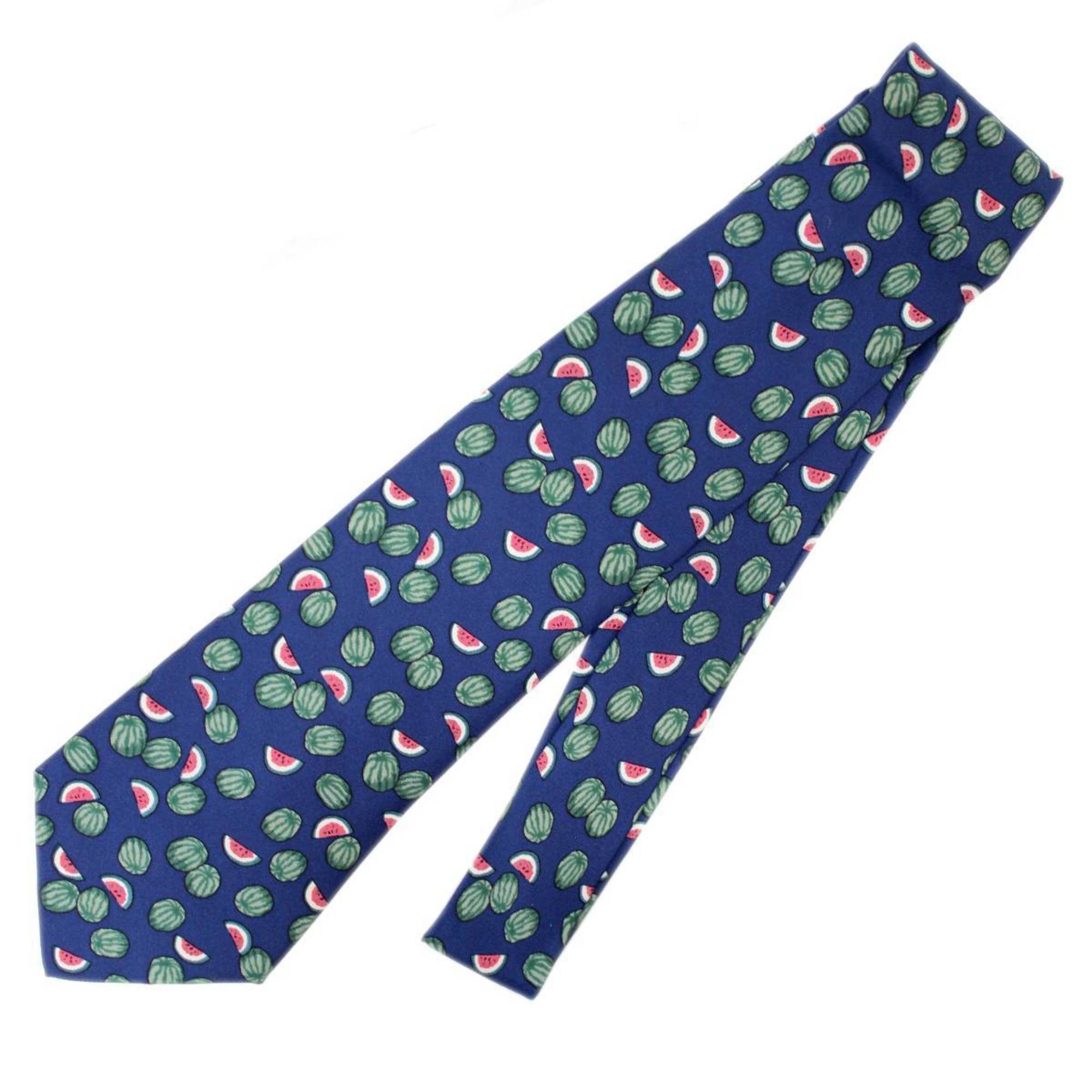 Hermes HERMES Necktie with watermelon pattern, 100% silk, navy Size ONE SIZE - 2 Thumbnail