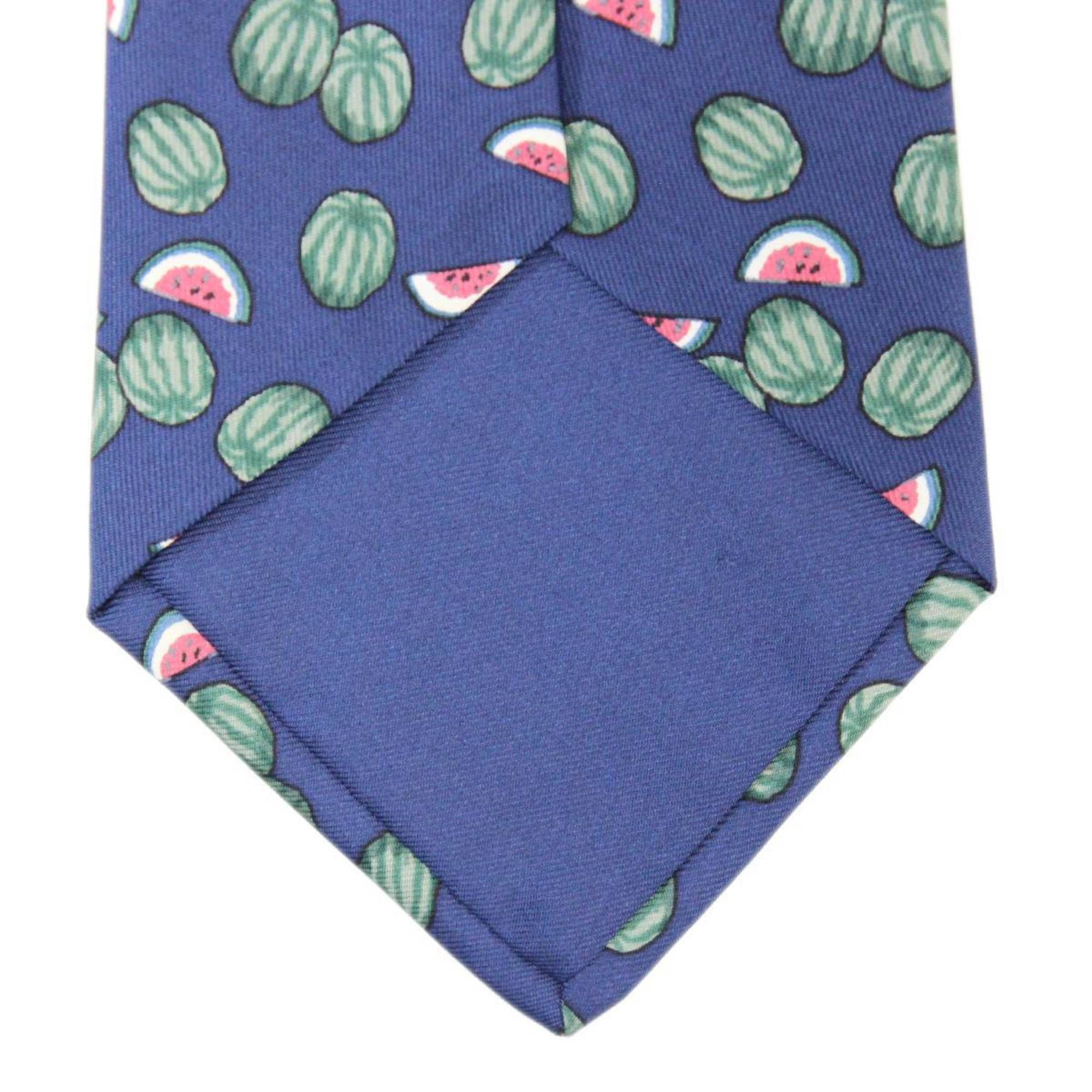 Hermes HERMES Necktie with watermelon pattern, 100% silk, navy Size ONE SIZE - 3 Thumbnail