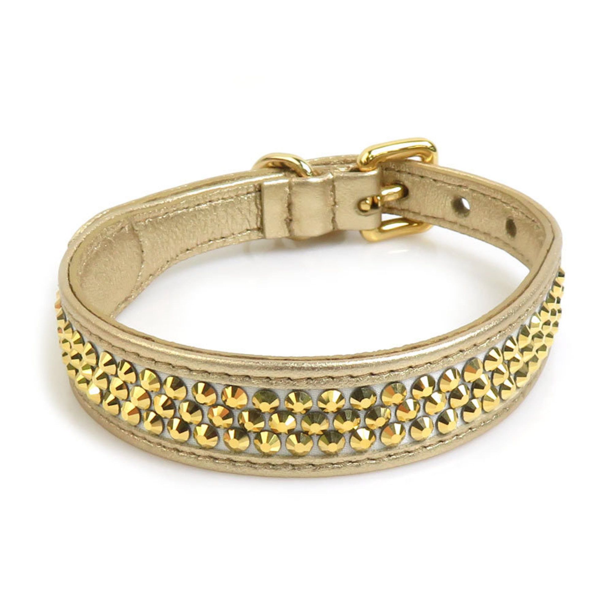 Miu Miu Miu Miu Miu Dog Collar Leather Rhinestone Gold Women's e59800g Size ONE SIZE - 2 Thumbnail