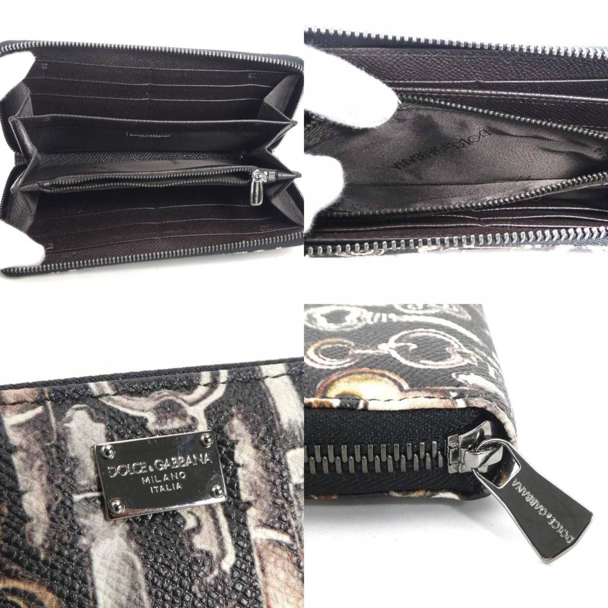 Dolce & Gabbana Dolce & Gabbana DOLCE&GABBANA Round Long Wallet Leather Black Men's Women's t19596a Size ONE SIZE - 4 Thumbnail