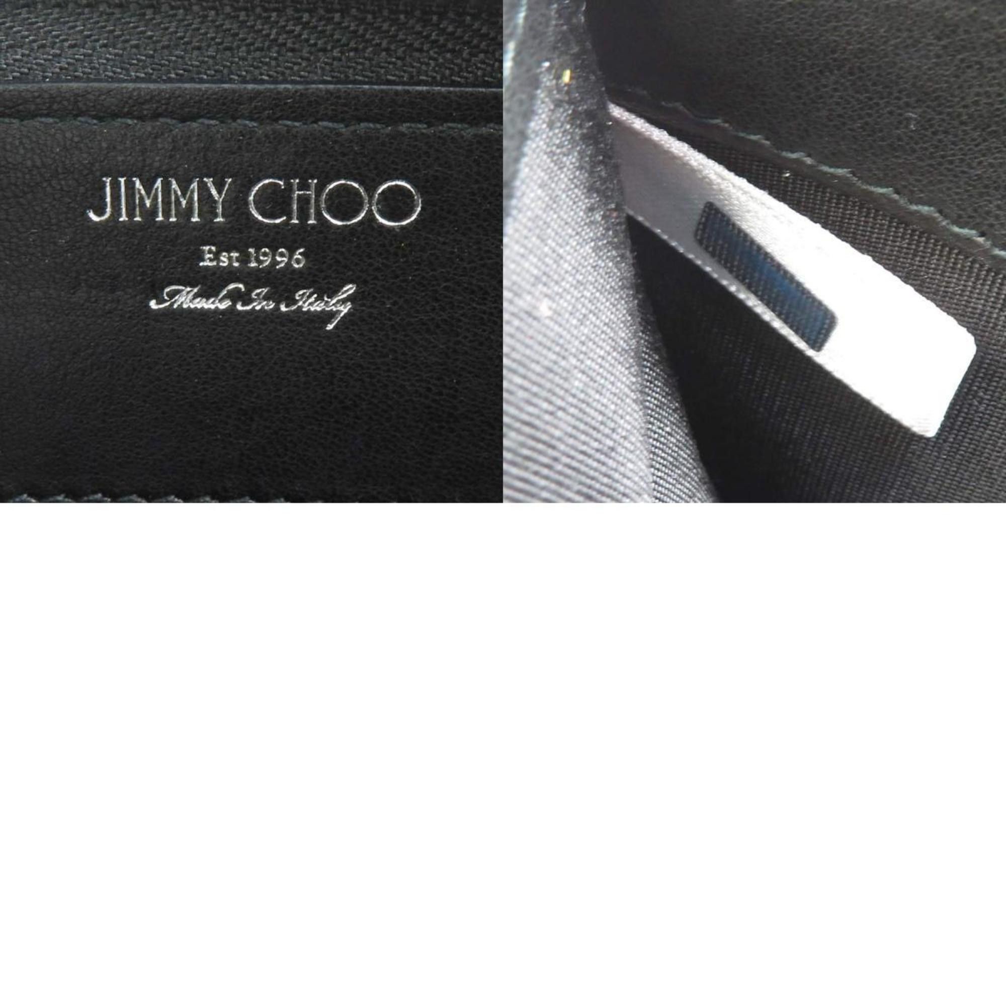 Jimmy Choo JIMMY CHOO Round Long Wallet Leather Metal Gray x Black Men's Women's h30799a Size ONE SIZE - 5 Thumbnail