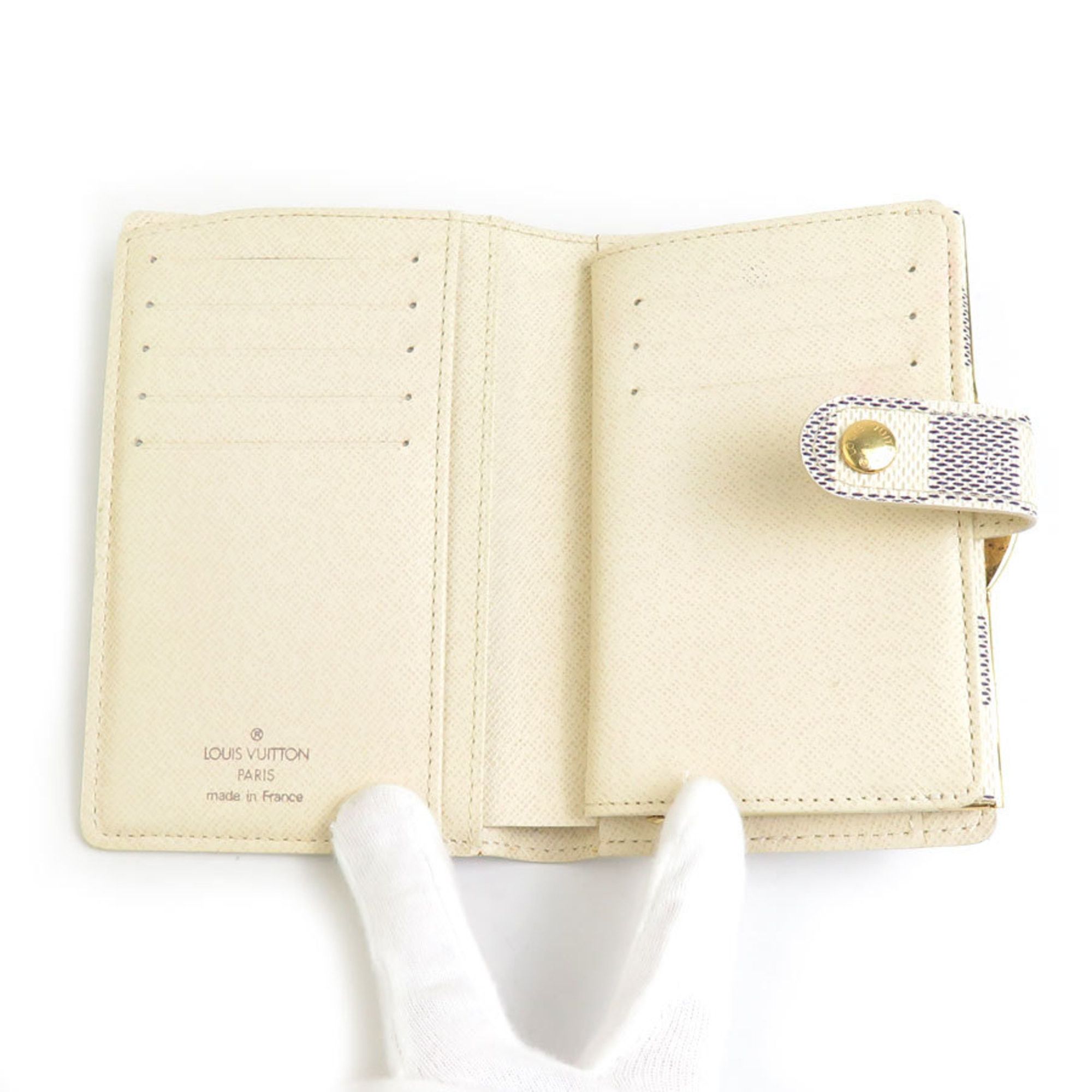 Louis Vuitton Louis Vuitton Bi-fold wallet Damier Azur Portefeuille Viennois canvas Ivory Men's Women's N61676 h30801a Size ONE SIZE - 3 Thumbnail
