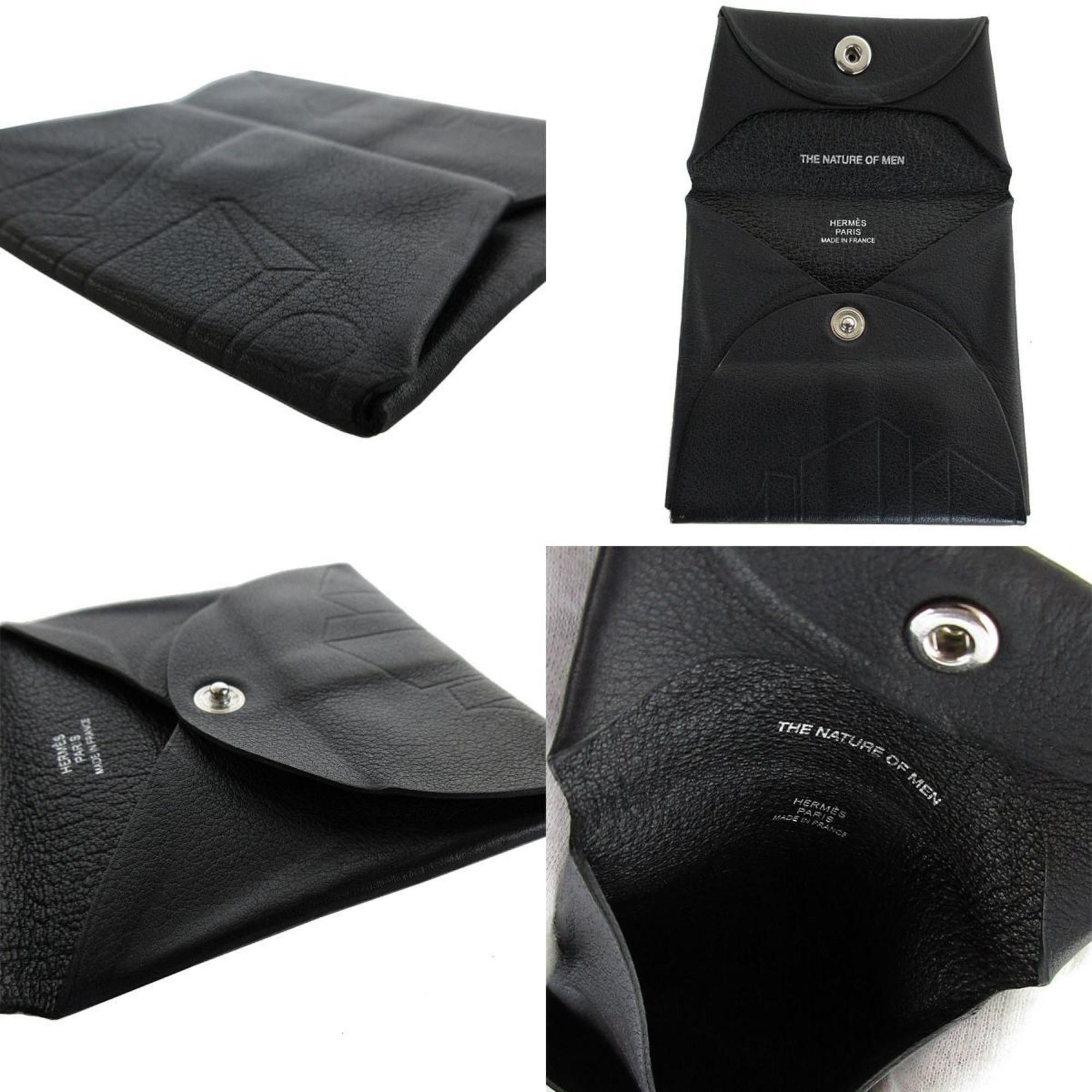 Hermes Hermes Wallet/Coin Case Bastia Embossed Leather Black Men's s0484g Size ONE SIZE - 5 Thumbnail