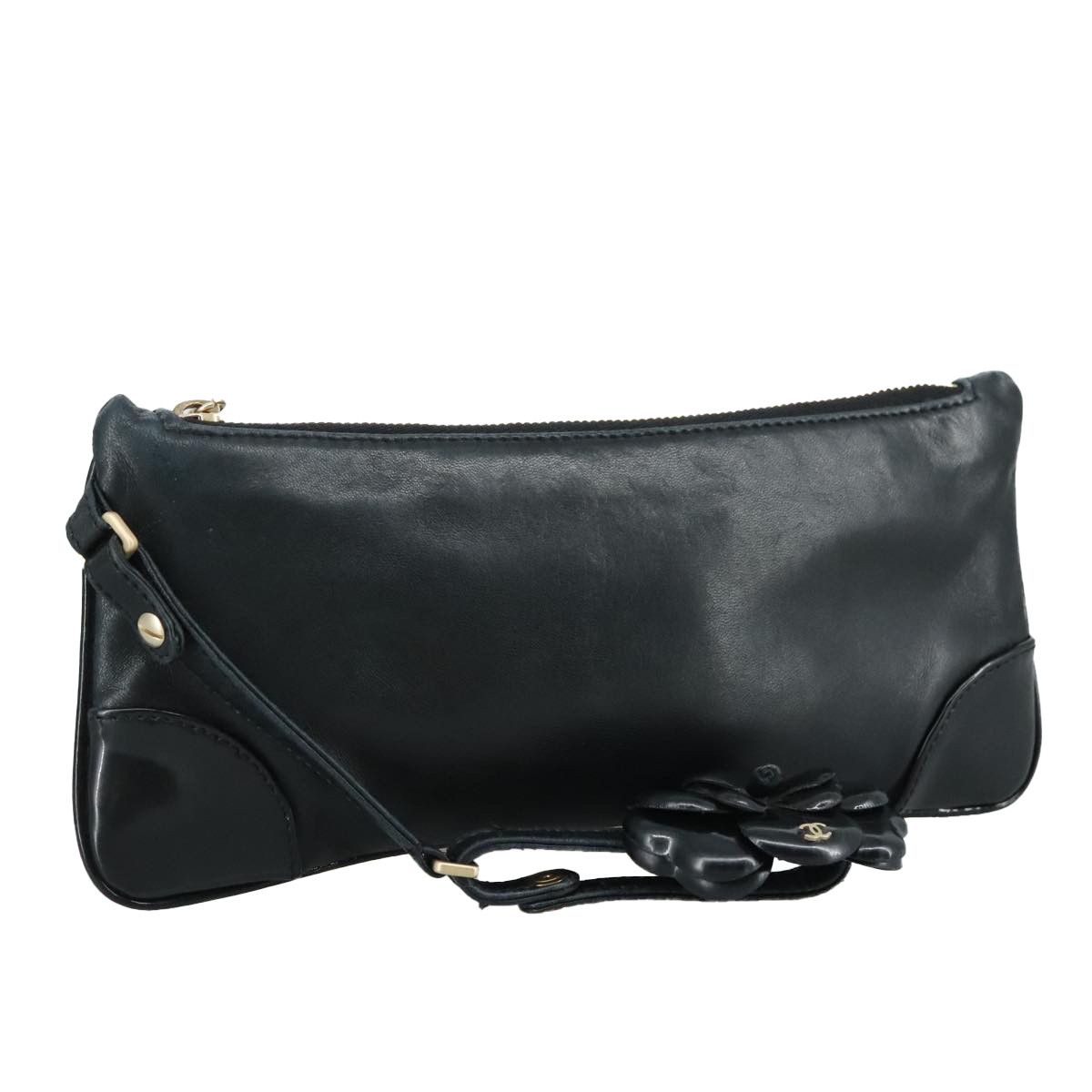 Chanel Camélia Black Leather Clutch Bag (Pre-Owned) Size ONE SIZE - 14 Thumbnail