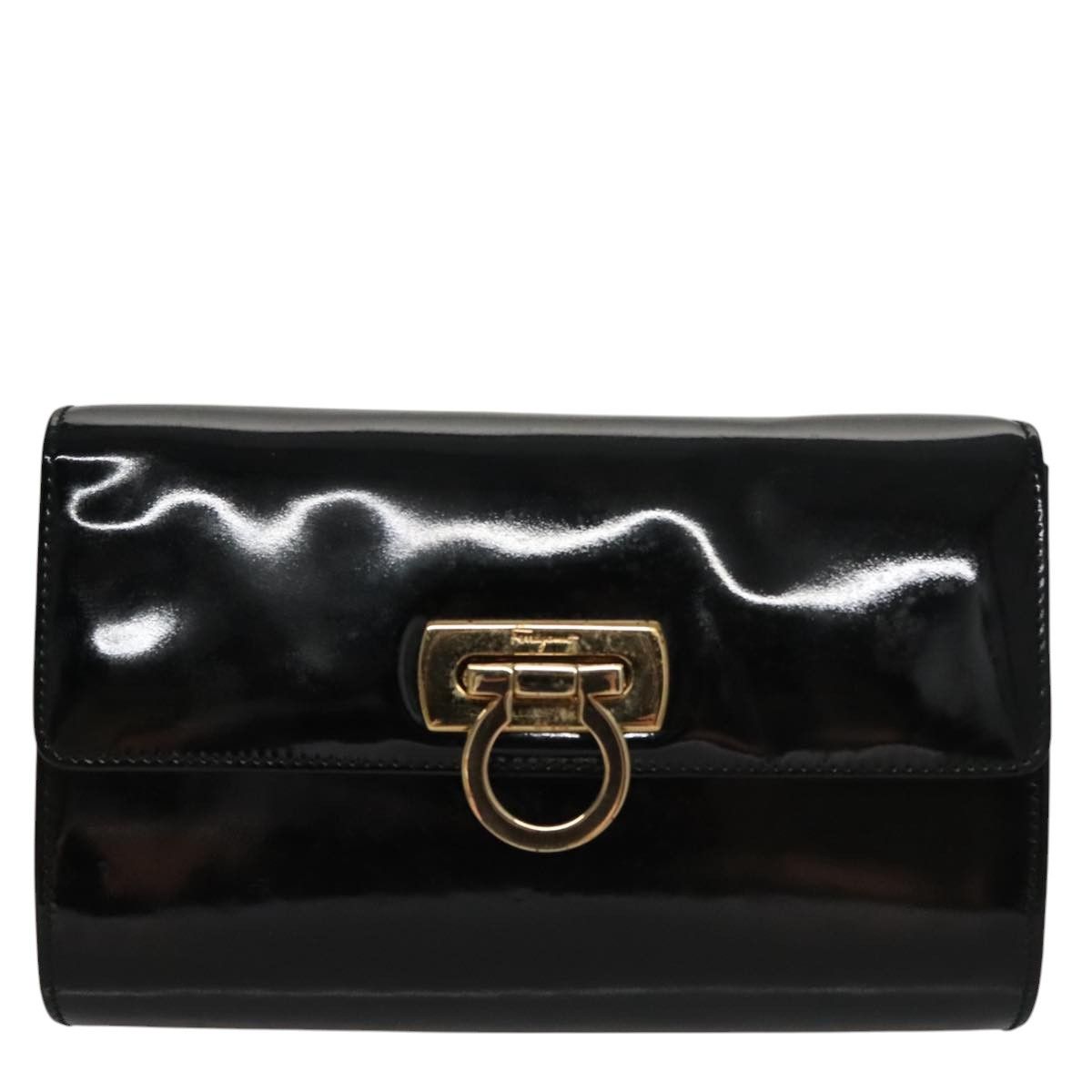 Salvatore Ferragamo Gancini Black Patent Leather Shoulder Bag (Pre-Owned) Size ONE SIZE - 17 Thumbnail