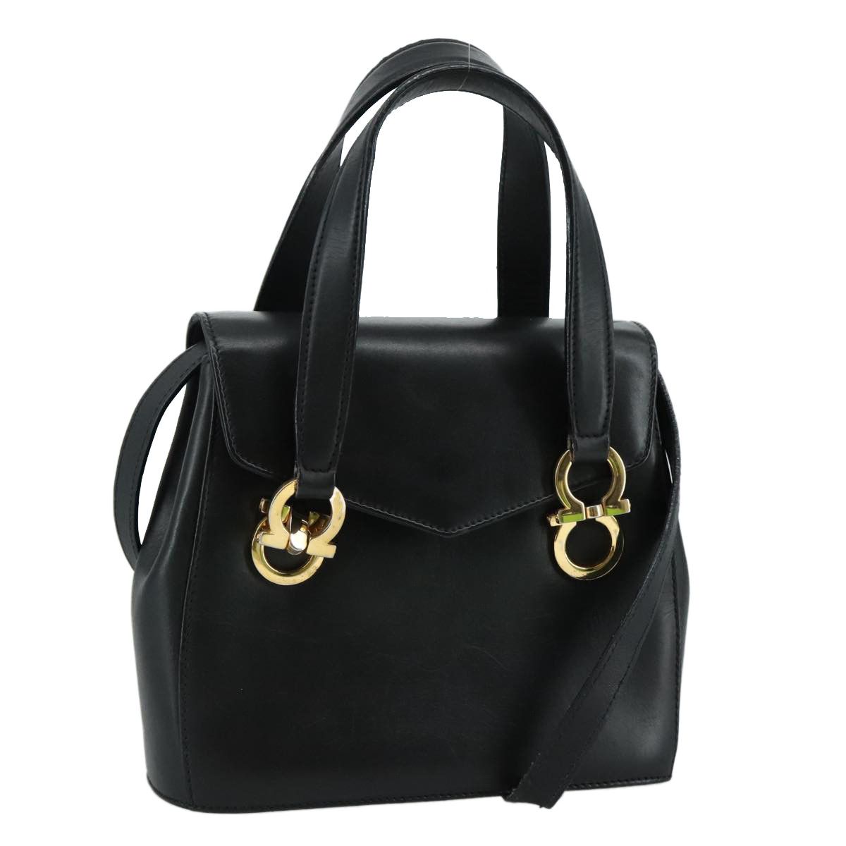 Salvatore Ferragamo Gancini Black Leather Handbag (Pre-Owned) Size ONE SIZE - 15 Thumbnail