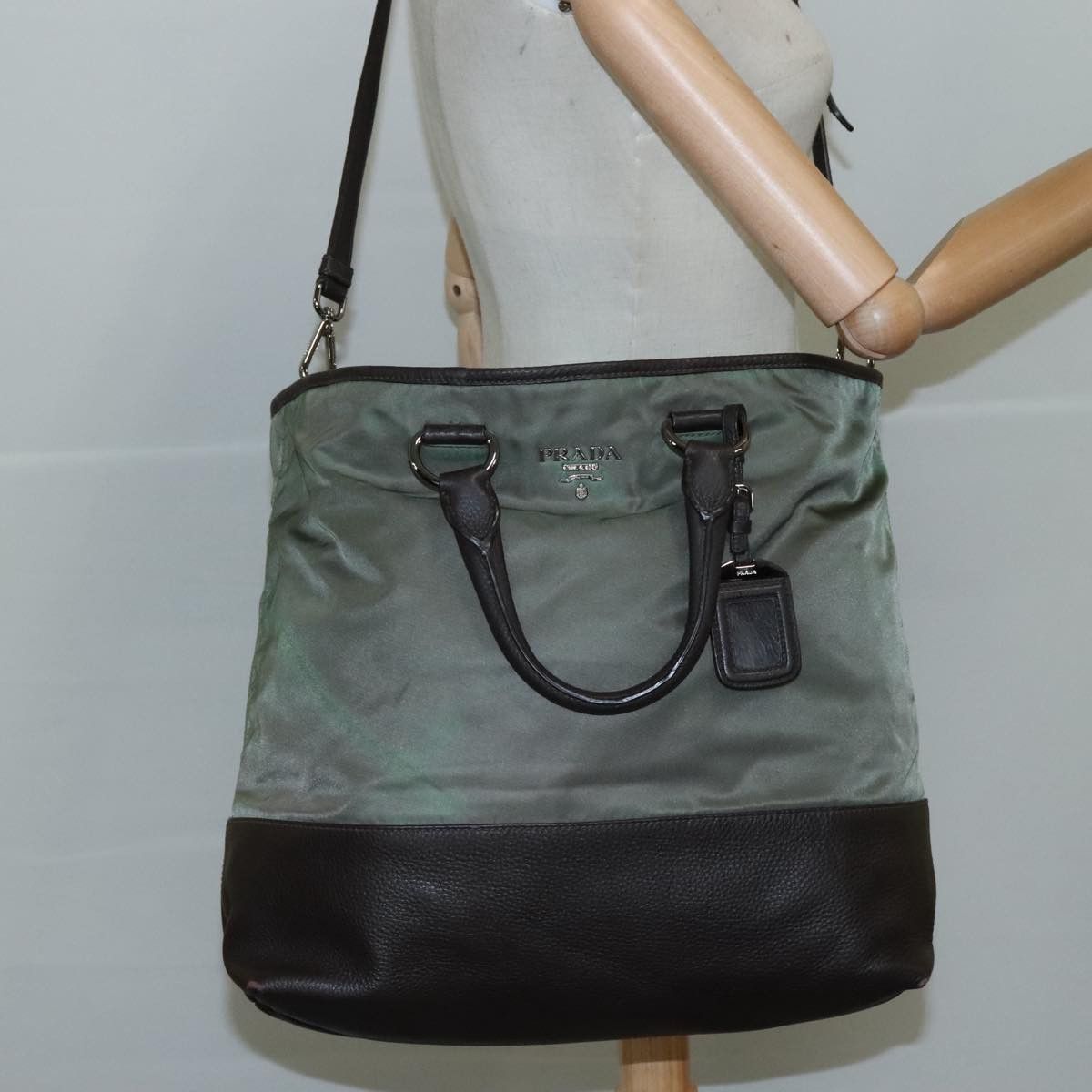 Prada Tessuto Khaki Synthetic Tote Bag (Pre-Owned) Size ONE SIZE - 16 Thumbnail