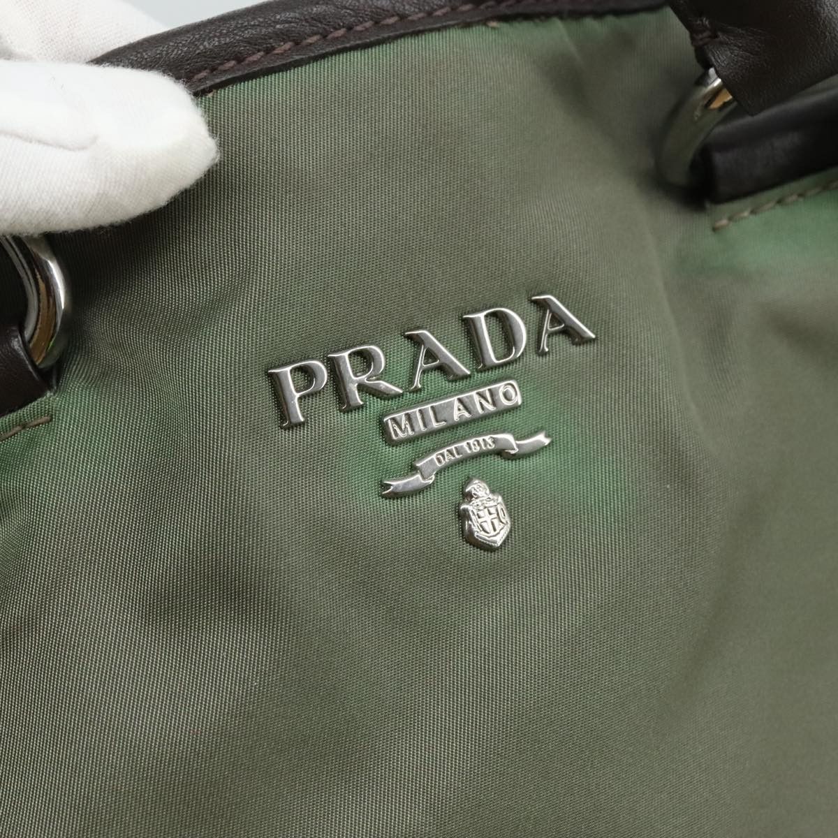 Prada Tessuto Khaki Synthetic Tote Bag (Pre-Owned) Size ONE SIZE - 20 Thumbnail