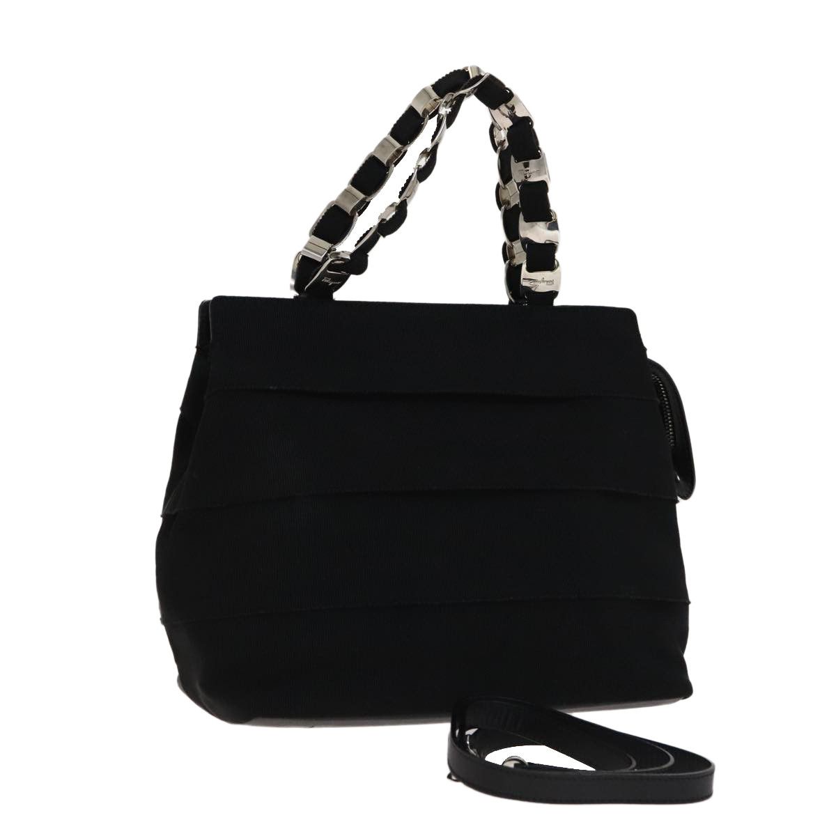 Salvatore Ferragamo Vara Black Canvas Handbag (Pre-Owned) Size ONE SIZE - 17 Thumbnail