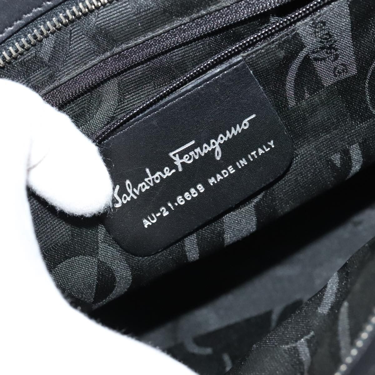 Salvatore Ferragamo Vara Black Canvas Handbag (Pre-Owned) Size ONE SIZE - 14 Thumbnail