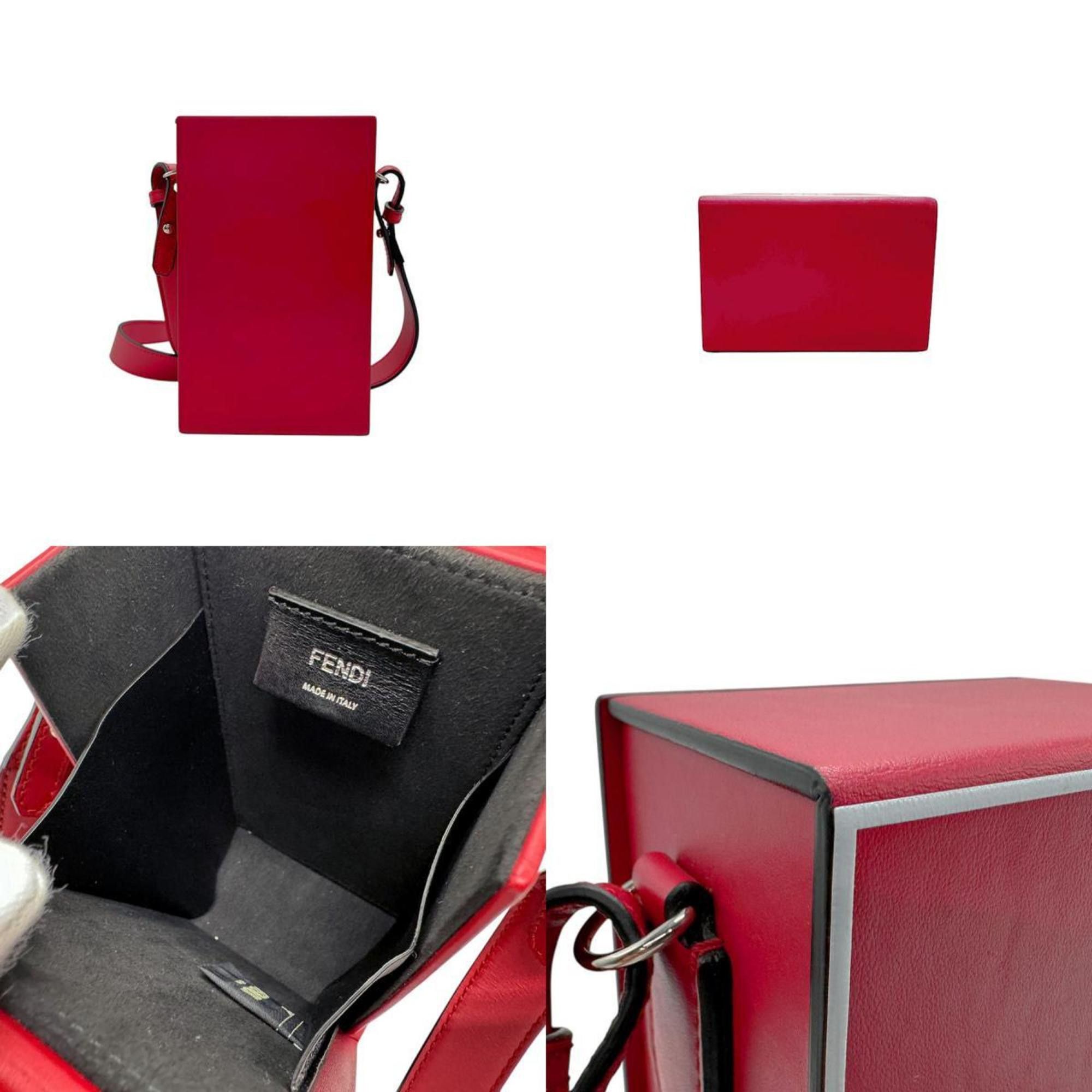 Fendi FENDI Shoulder Bag Box Leather Dark Red White Silver Men's 7VA519-AGQJ n0890 Size ONE SIZE - 3 Thumbnail