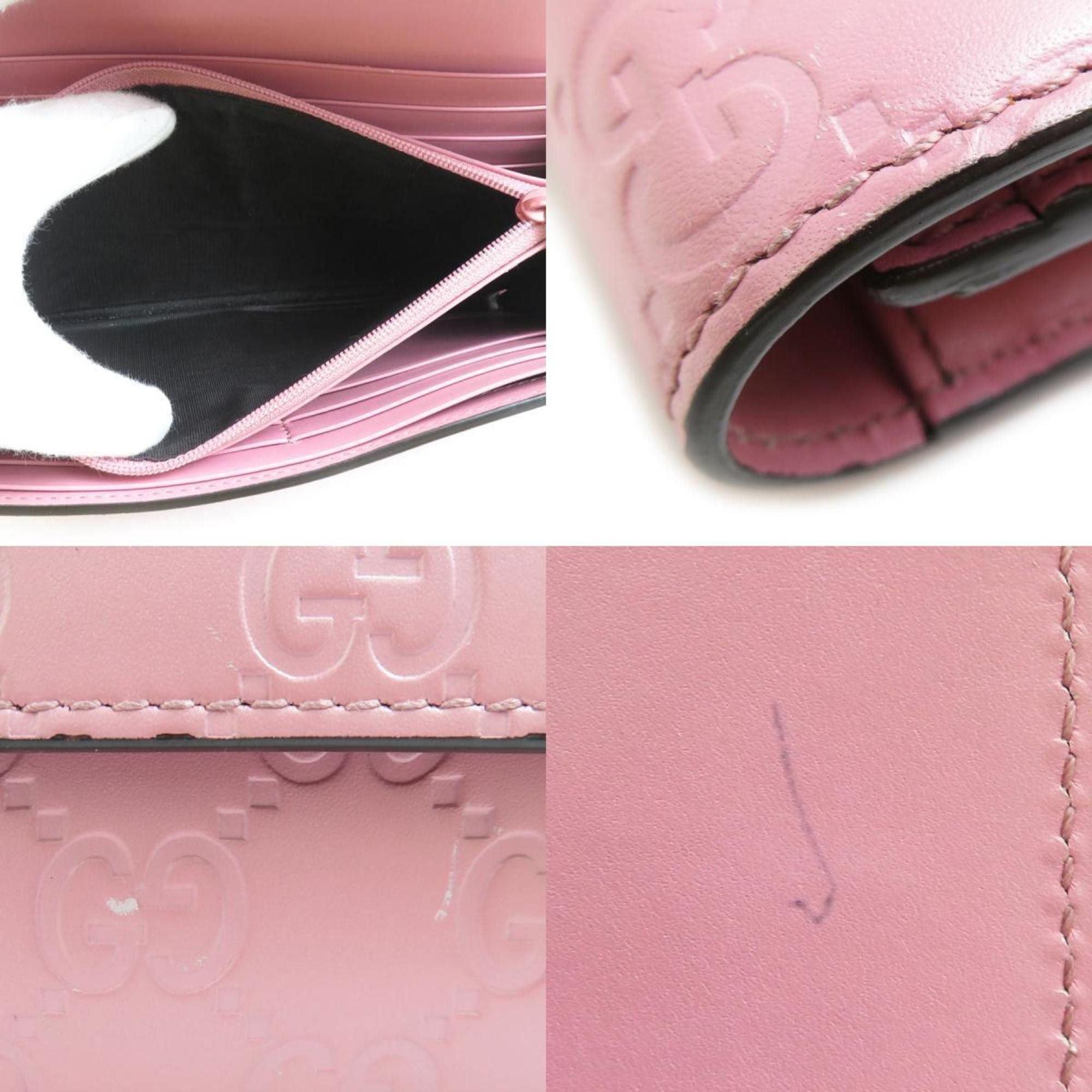 Gucci GUCCI Long Wallet Leather Pink Men's Women's 291099 r10322a Size ONE SIZE - 4 Thumbnail