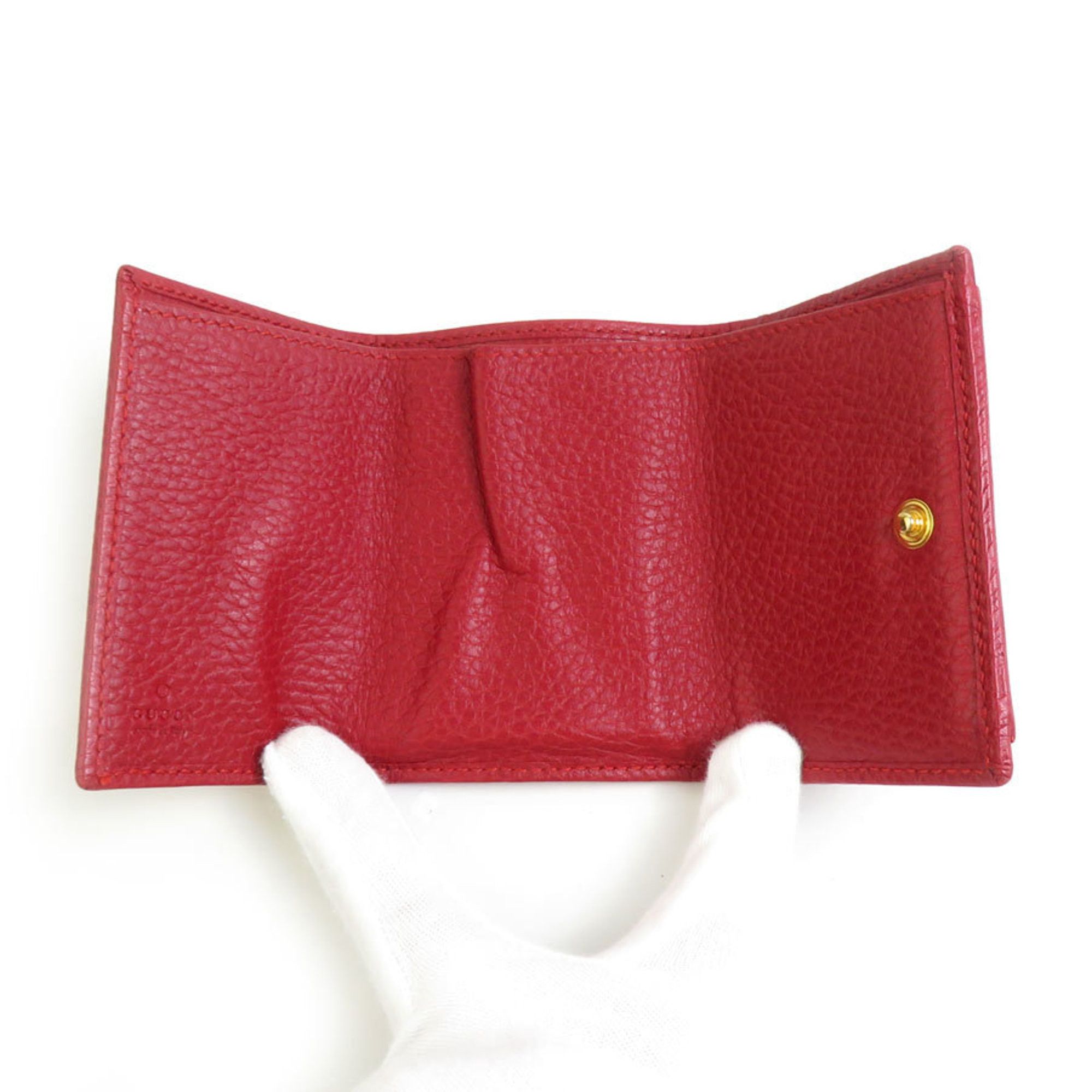 Gucci GUCCI Tri-fold Wallet GG Marmont Leather Red Women's 523277 r10350a Size ONE SIZE - 3 Thumbnail