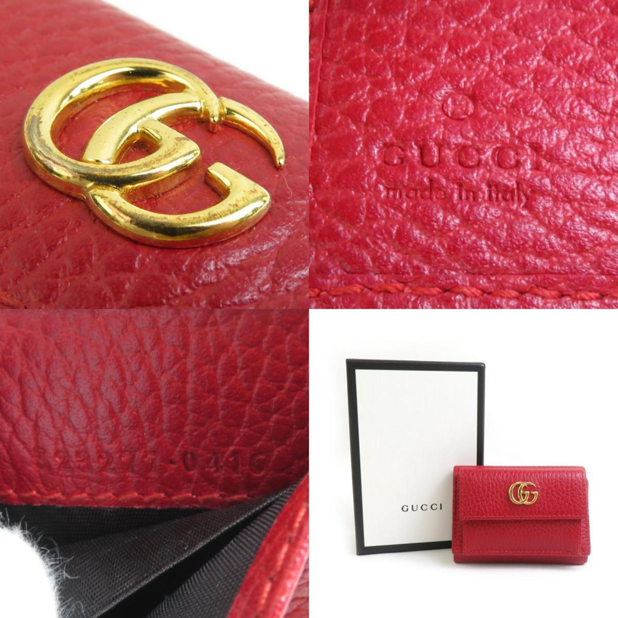 Gucci GUCCI Tri-fold Wallet GG Marmont Leather Red Women's 523277 r10350a Size ONE SIZE - 5 Thumbnail