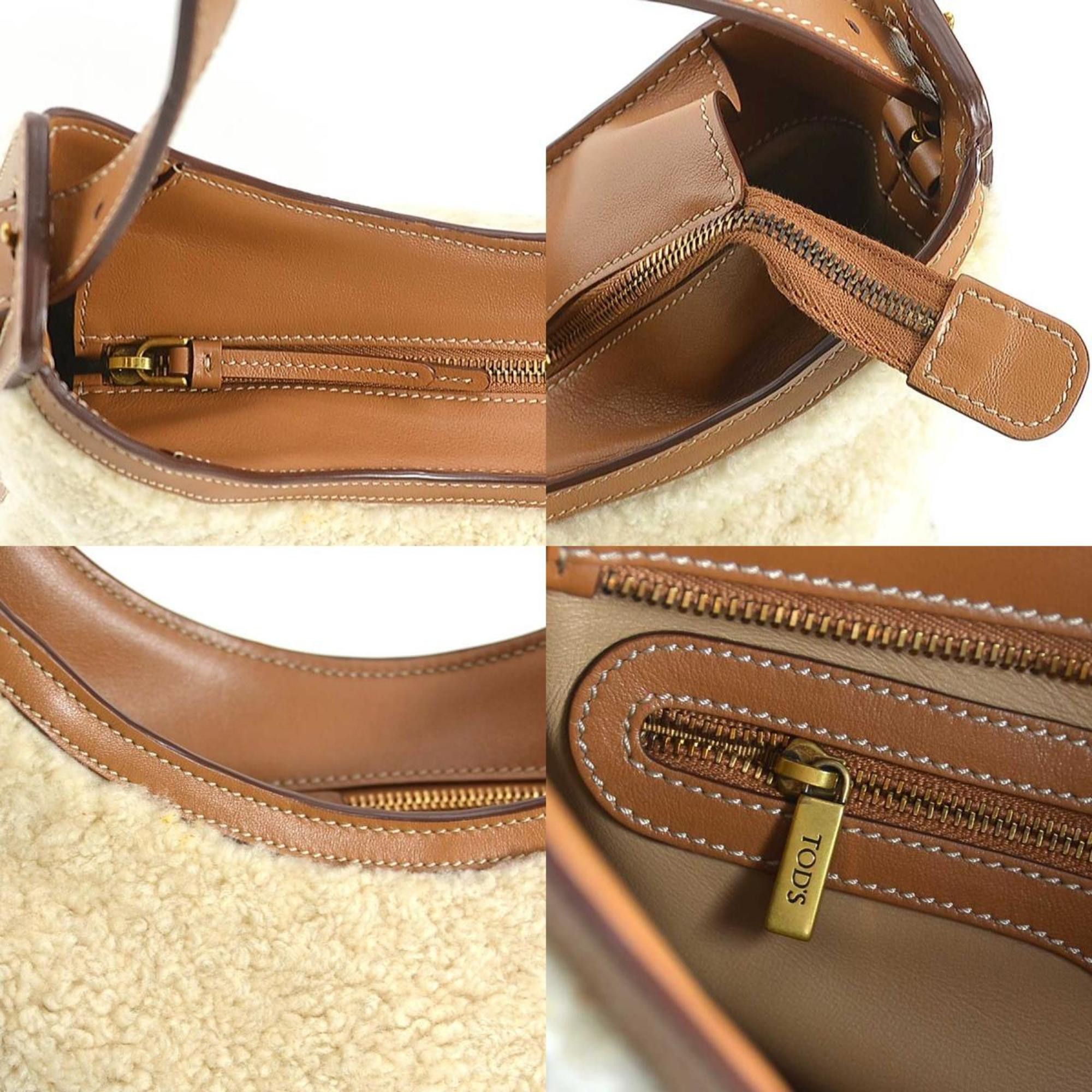 Tod's Tod's Shoulder Bag Boa Leather Beige x Brown Women's 55833g Size ONE SIZE - 4 Thumbnail