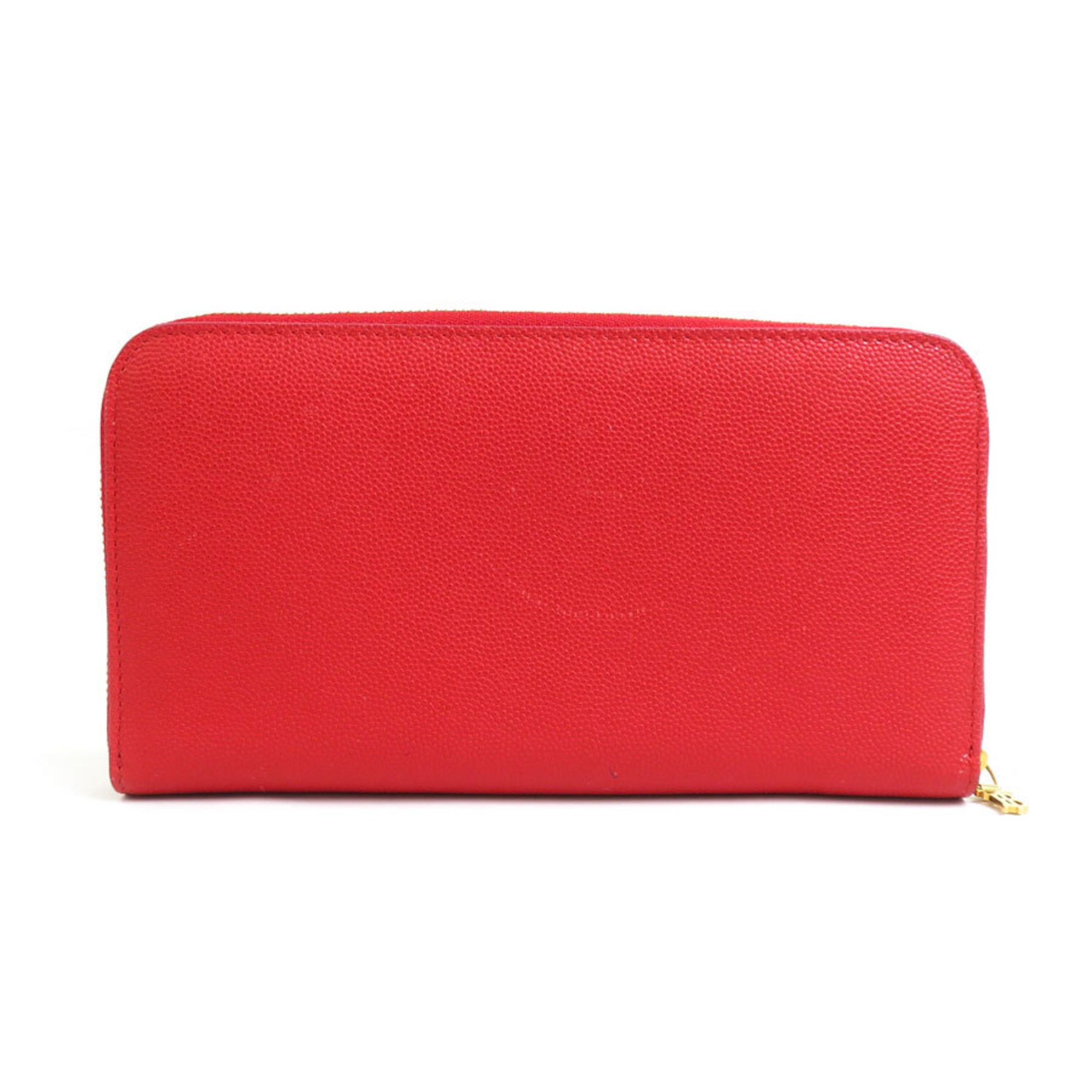 Burberry Burberry round long wallet leather red men's women's h30821a Size ONE SIZE - 2 Thumbnail