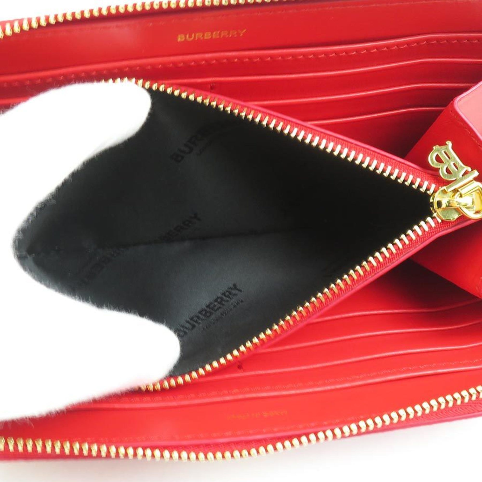 Burberry Burberry round long wallet leather red men's women's h30821a Size ONE SIZE - 4 Thumbnail