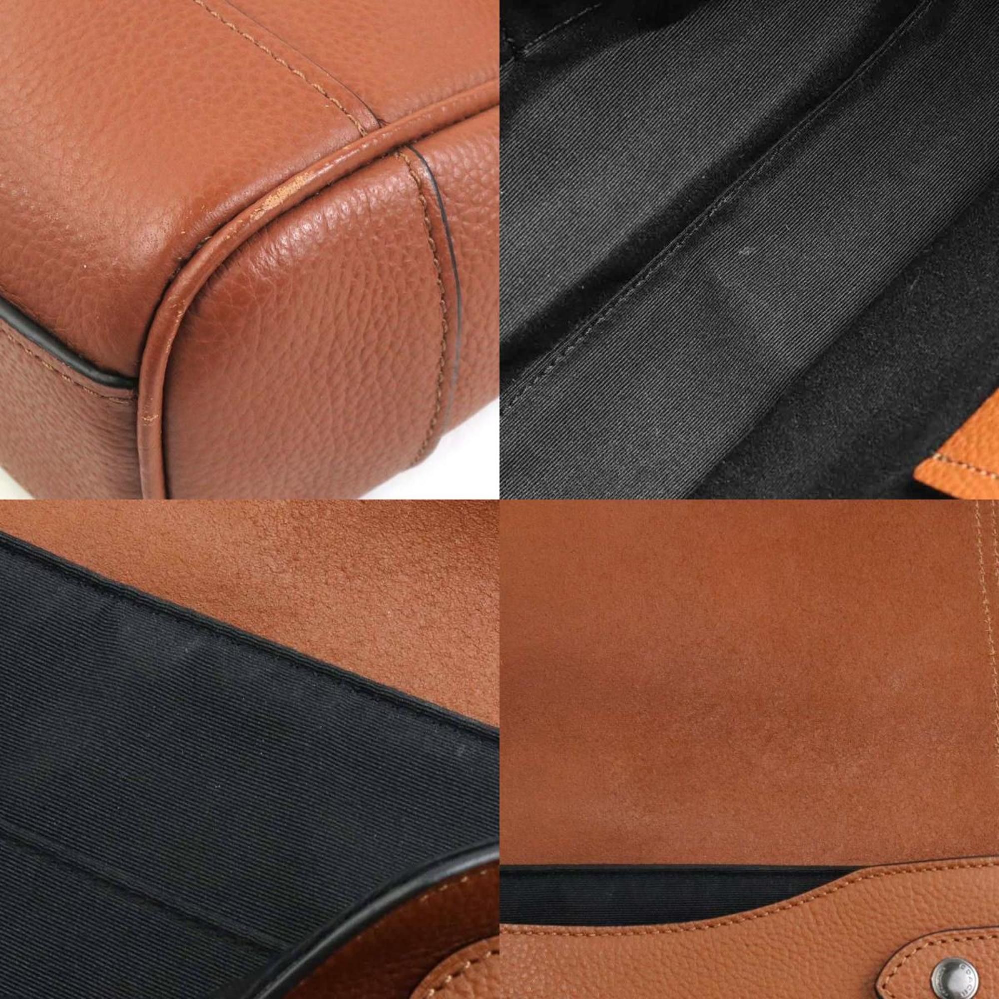 COACH shoulder bag leather brown men's 55839k