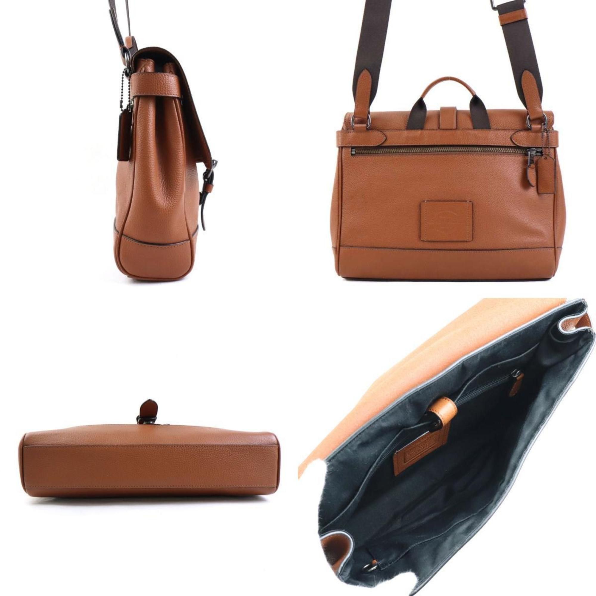 COACH shoulder bag leather brown men's 55839k
