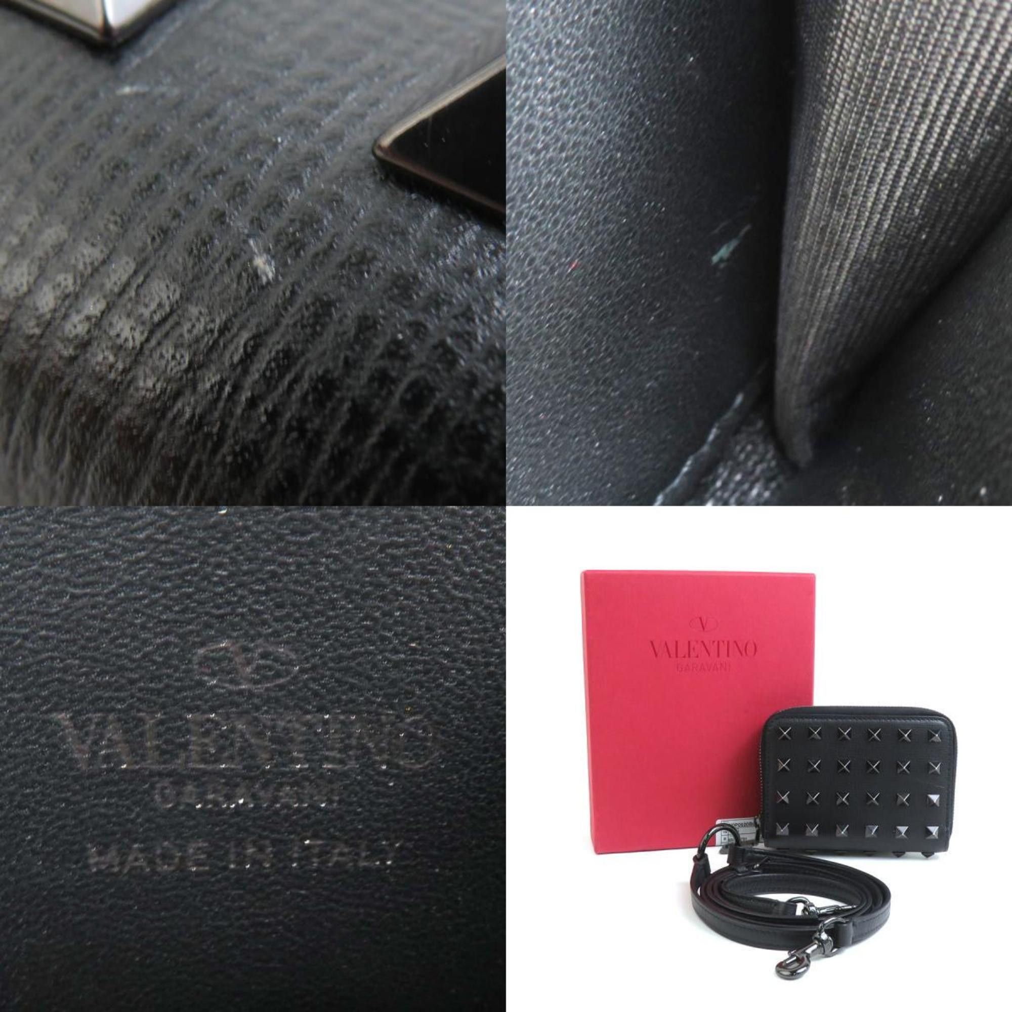 Valentino Valentino Garavani Wallet/Coin Case Shoulder Wallet Leather Black Men's Women's 55870i Size ONE SIZE - 5 Thumbnail