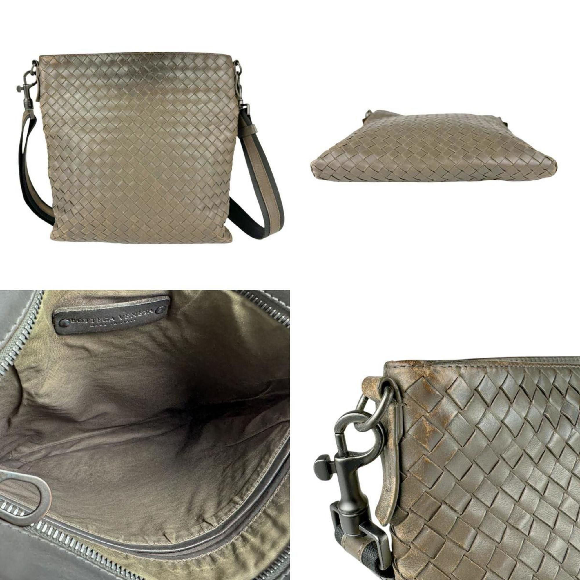 Bottega Veneta Bottega Veneta Shoulder Bag Intrecciato Leather Khaki Men's n0988 Size ONE SIZE - 3 Thumbnail