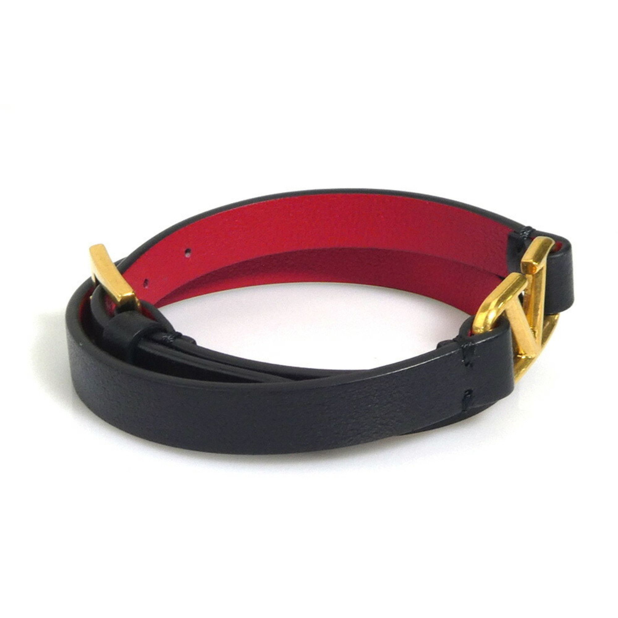 Valentino Valentino Garavani Bracelet Leather Metal Black Gold Women's 55883g Size ONE SIZE - 3 Thumbnail