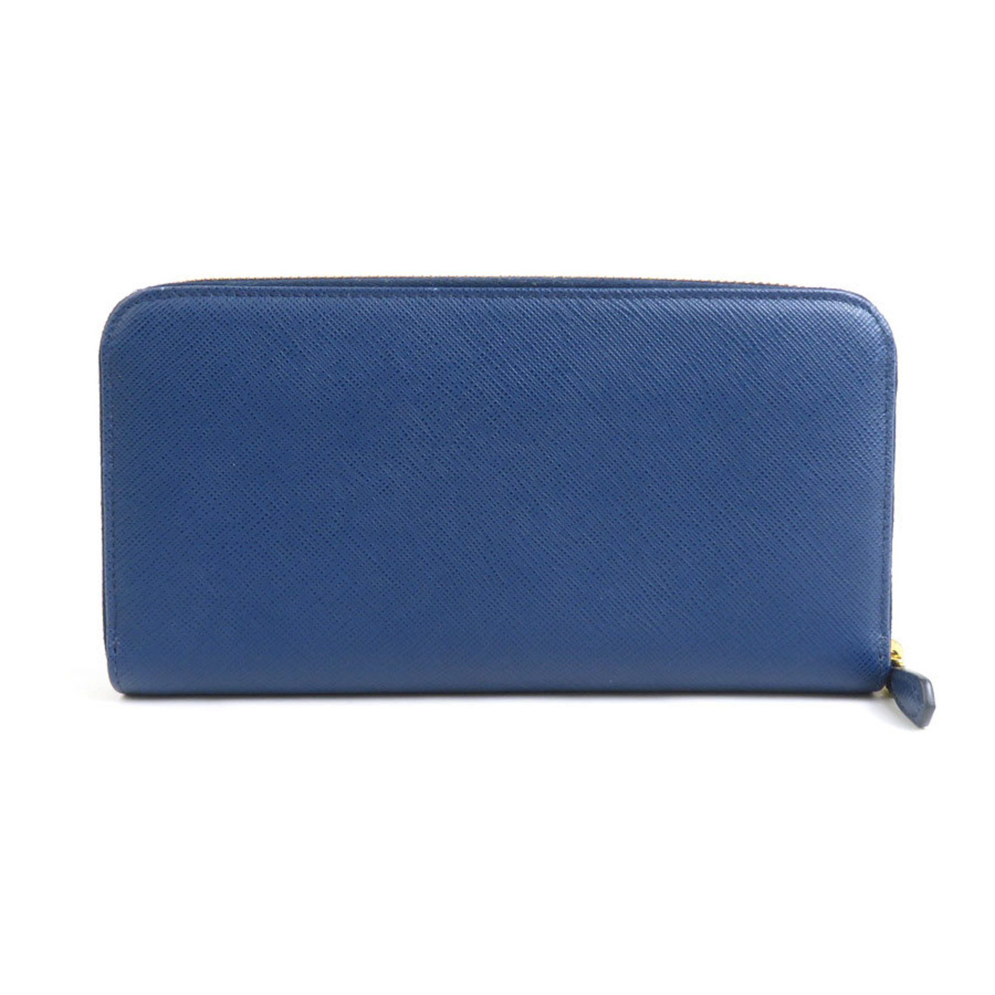 Prada PRADA Round Long Wallet Leather Blue Women's 1ML506 55869f Size ONE SIZE - 2 Thumbnail