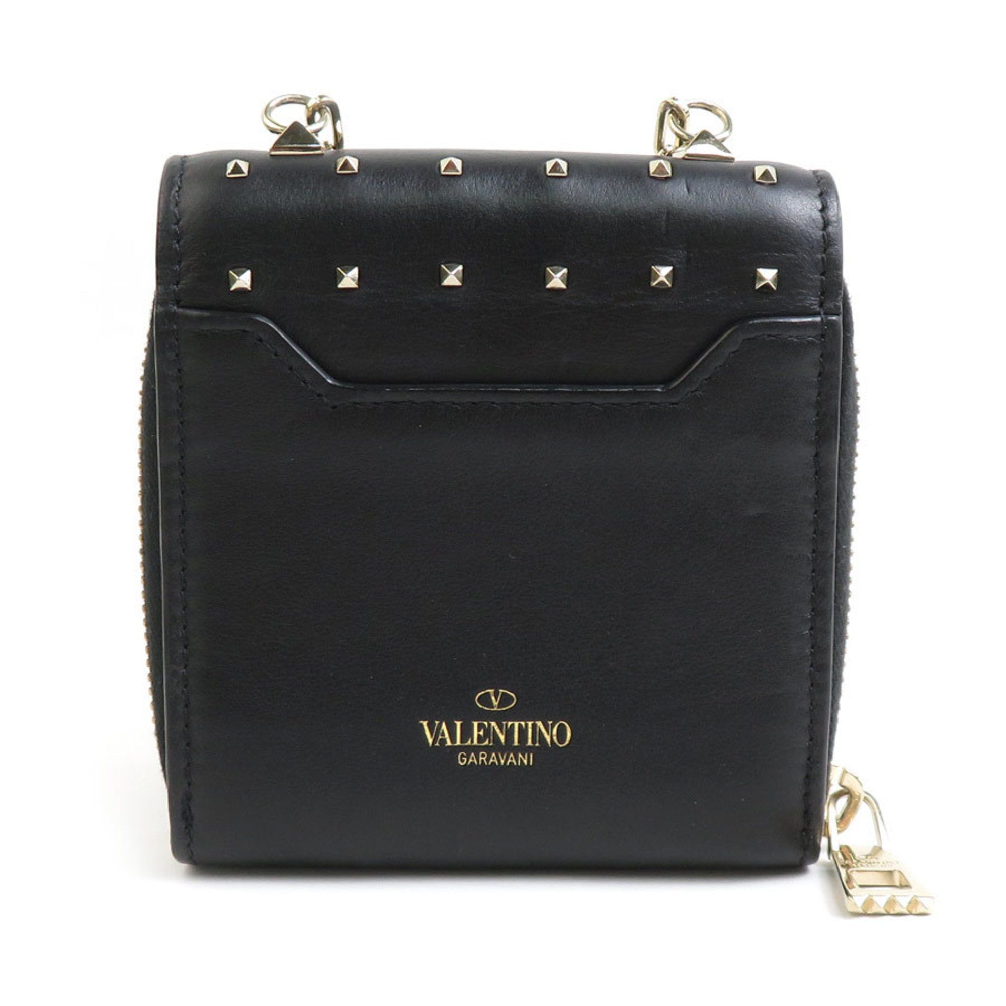Valentino Valentino Garavani Wallet/Coin Case Compact Wallet Leather Black Men's Women's h30844a Size ONE SIZE - 2 Thumbnail