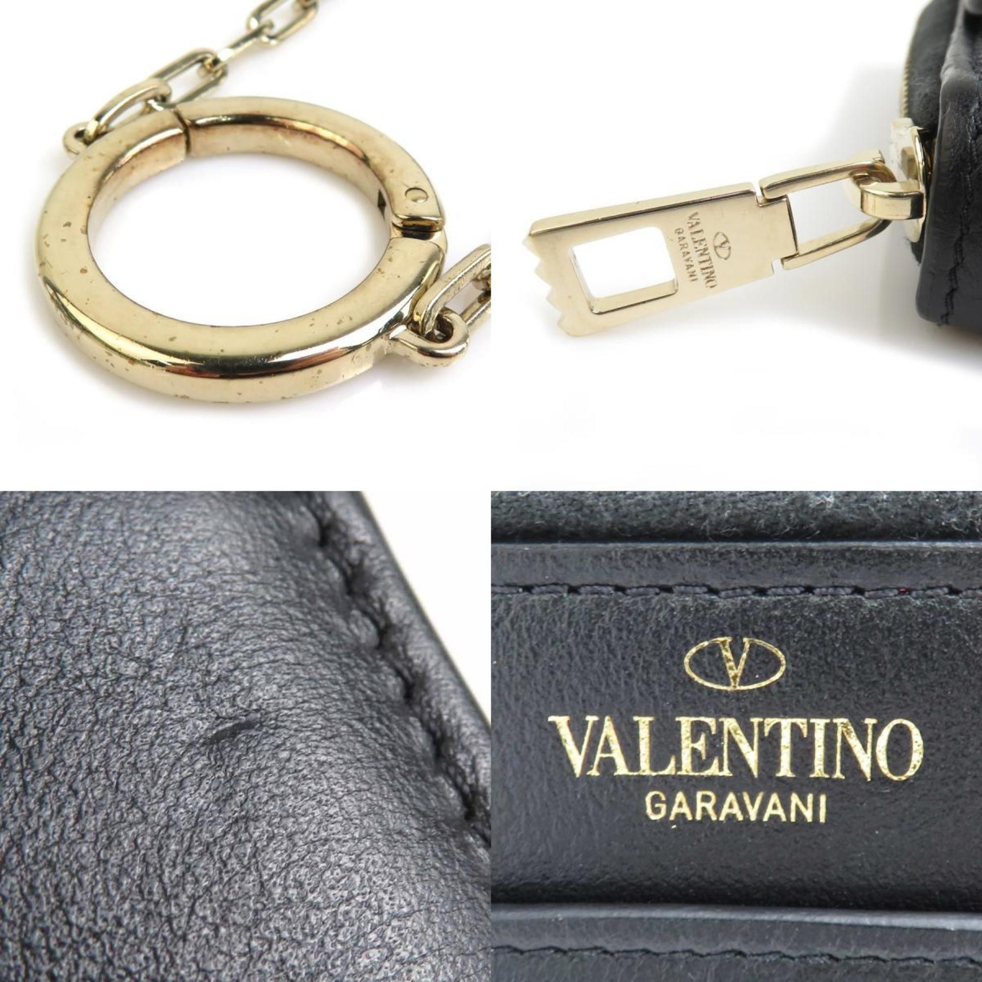 Valentino Valentino Garavani Wallet/Coin Case Compact Wallet Leather Black Men's Women's h30844a Size ONE SIZE - 5 Thumbnail