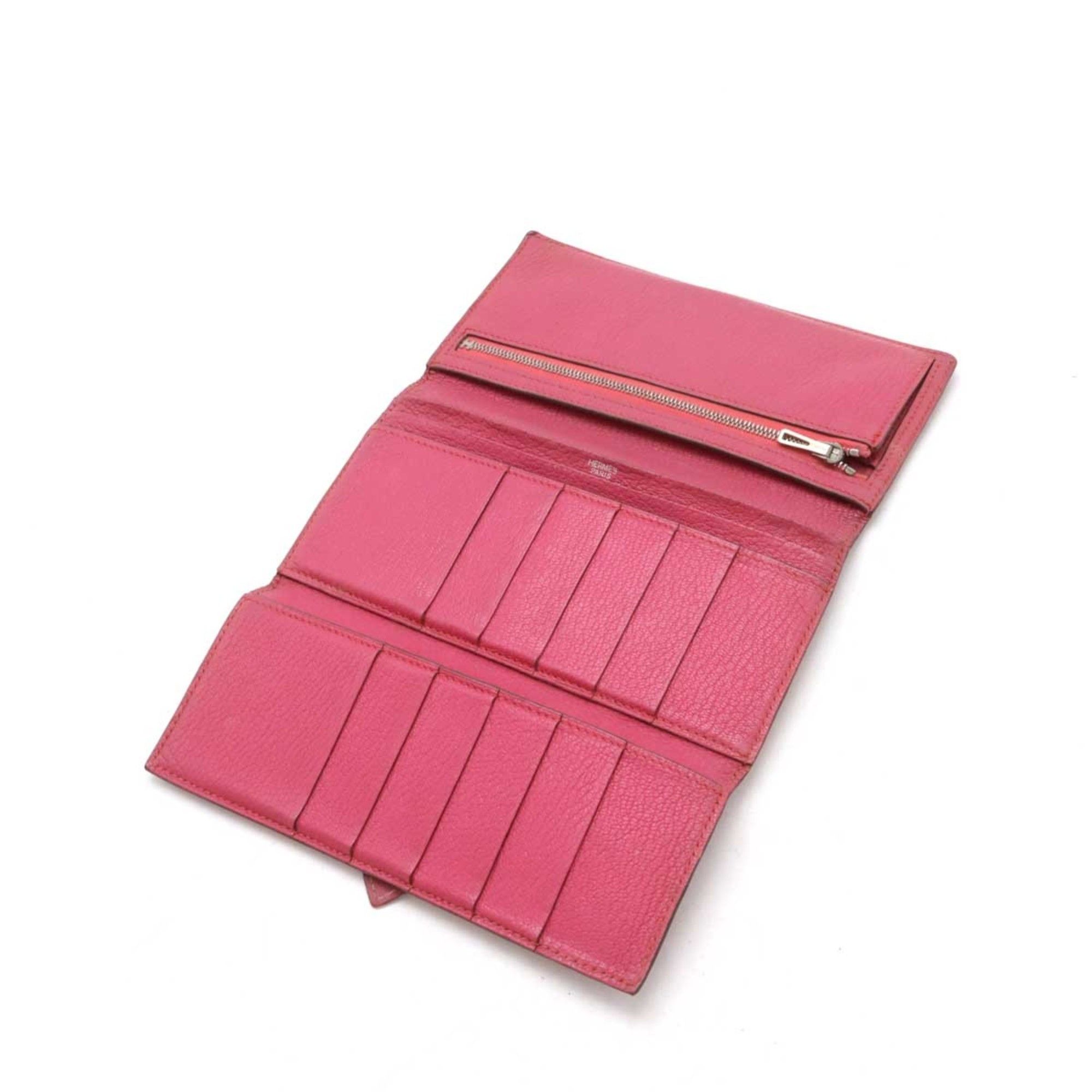 Hermes HERMES Bearn 2PLIS Dupri Tri-fold Long Wallet Leather Pink Size ONE SIZE - 6 Thumbnail