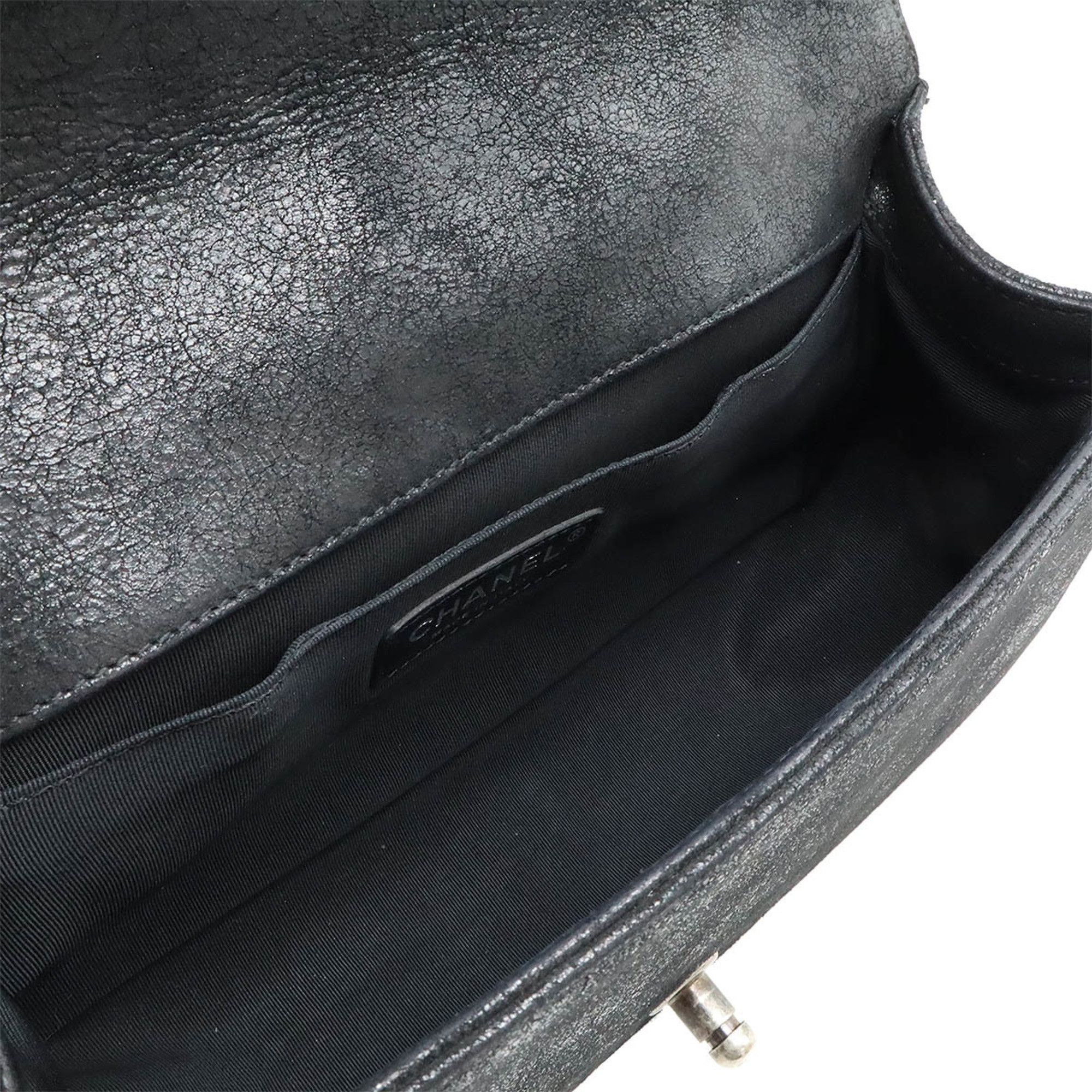 Chanel Chanel Boy Matelasse Coco Mark Chain Bag Shoulder Suede Leather Black Size ONE SIZE - 7 Thumbnail