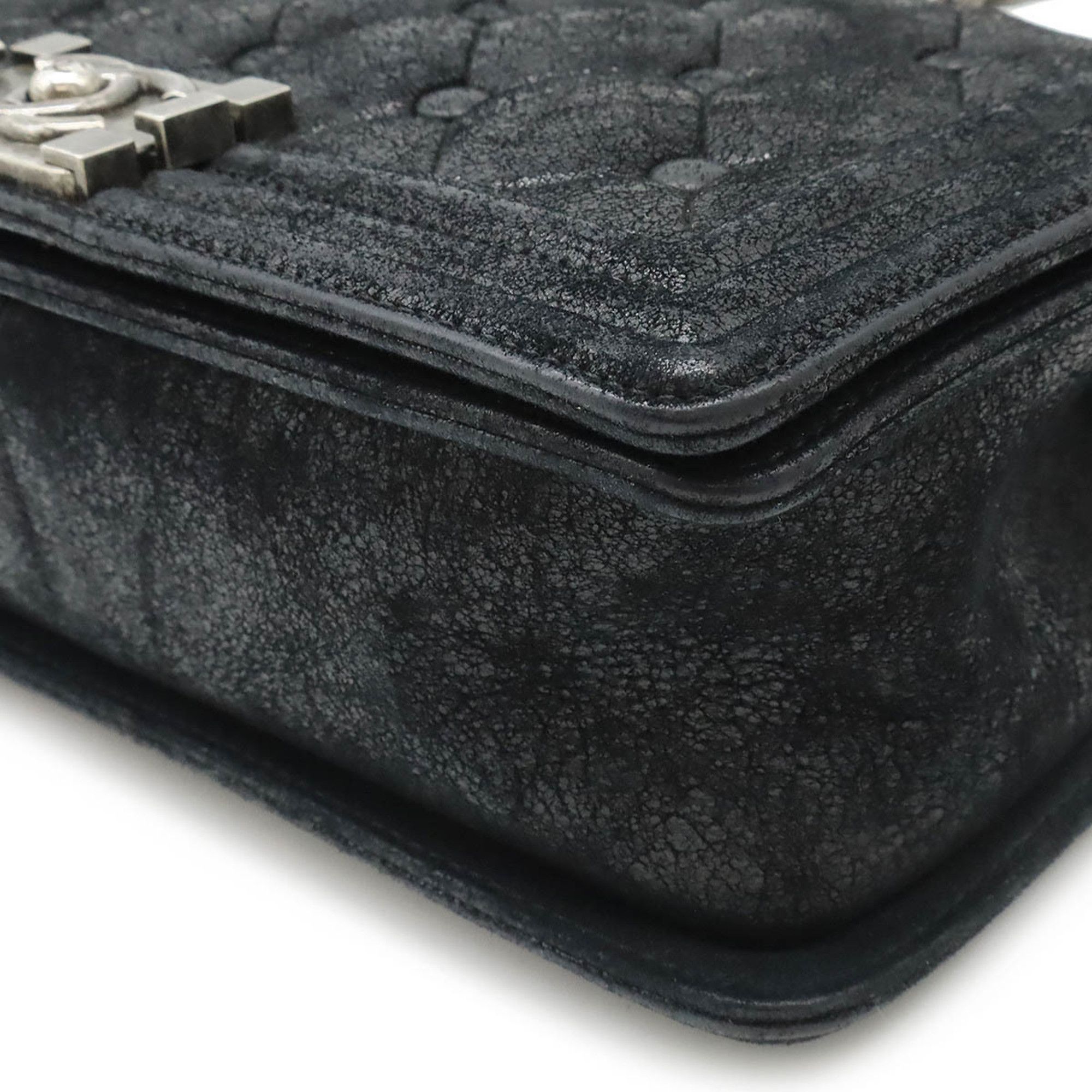 Chanel Chanel Boy Matelasse Coco Mark Chain Bag Shoulder Suede Leather Black Size ONE SIZE - 4 Thumbnail