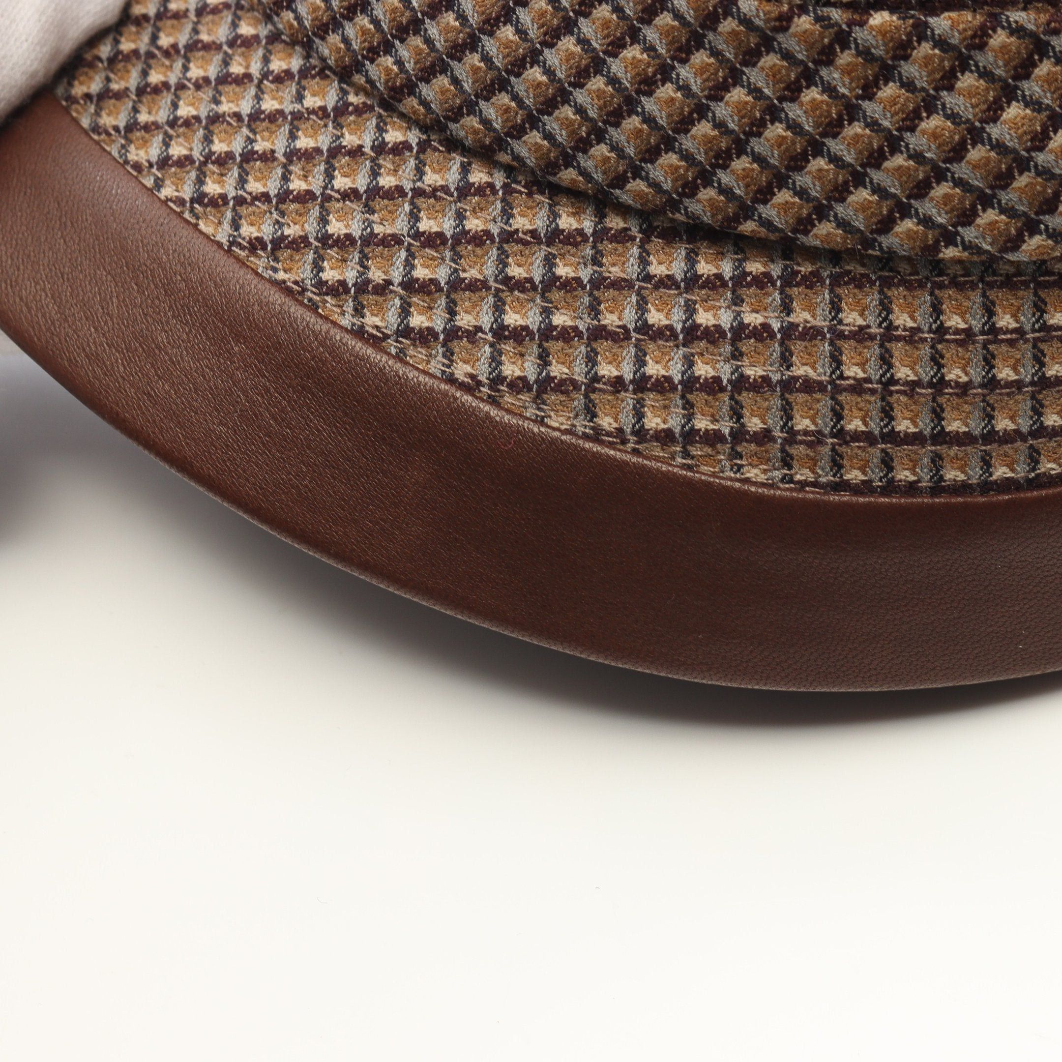 Hermes Hermes Bucket Hat Check Wool Leather Brown Beige Gray Ribbon Size ONE SIZE - 7 Thumbnail