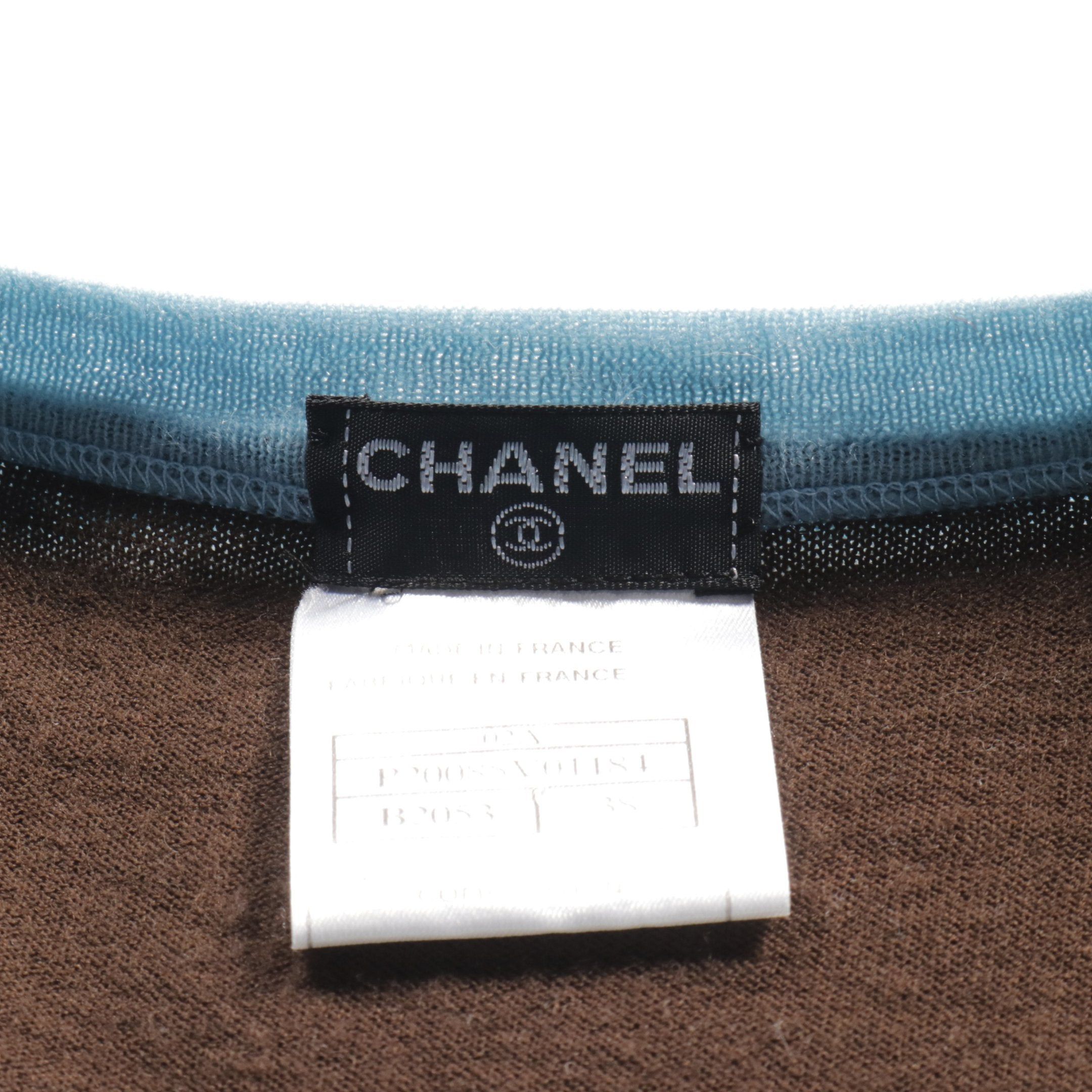 Chanel Chanel Knit Wool Brown Light Blue Size ONE SIZE - 3 Thumbnail