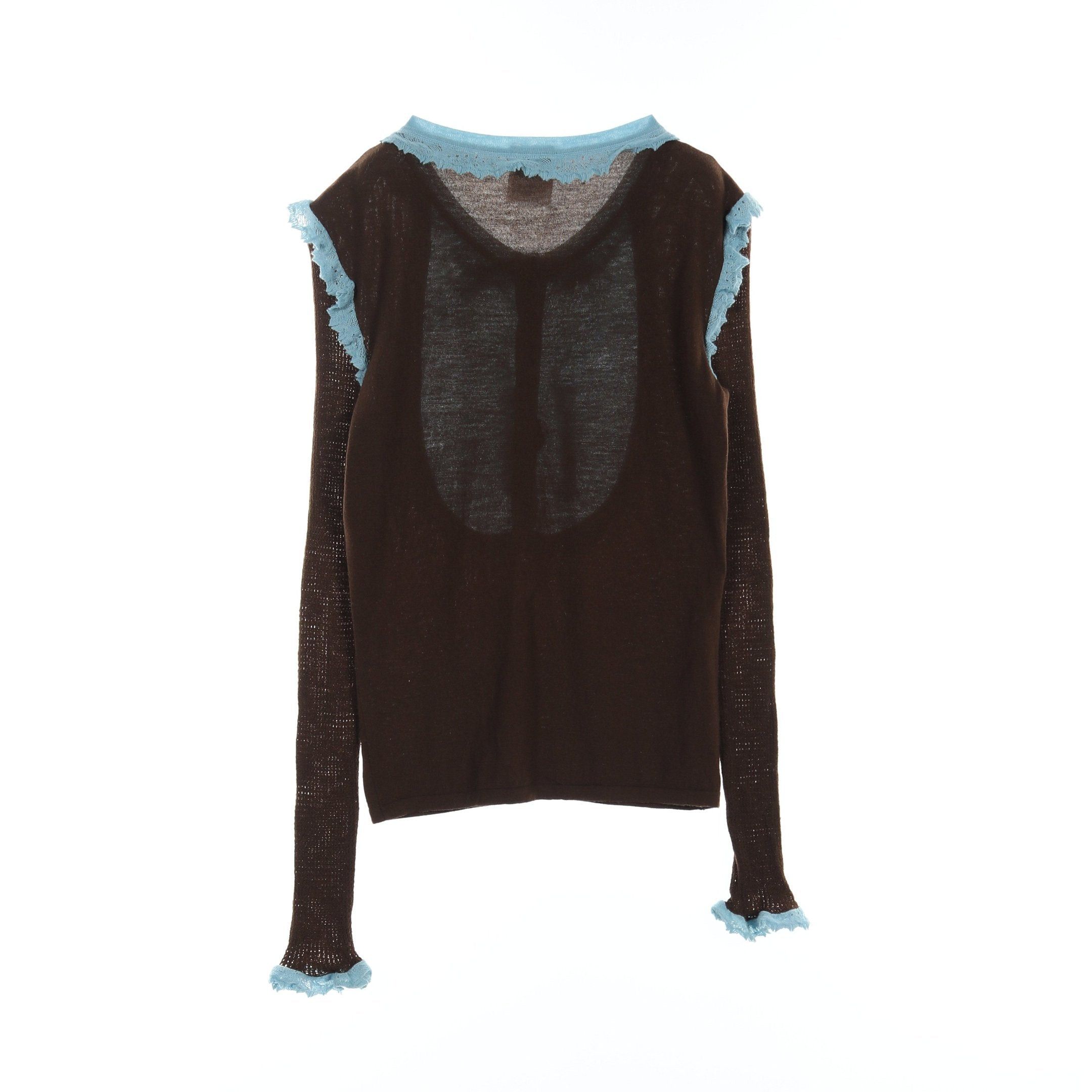 Chanel Chanel Knit Wool Brown Light Blue Size ONE SIZE - 2 Thumbnail