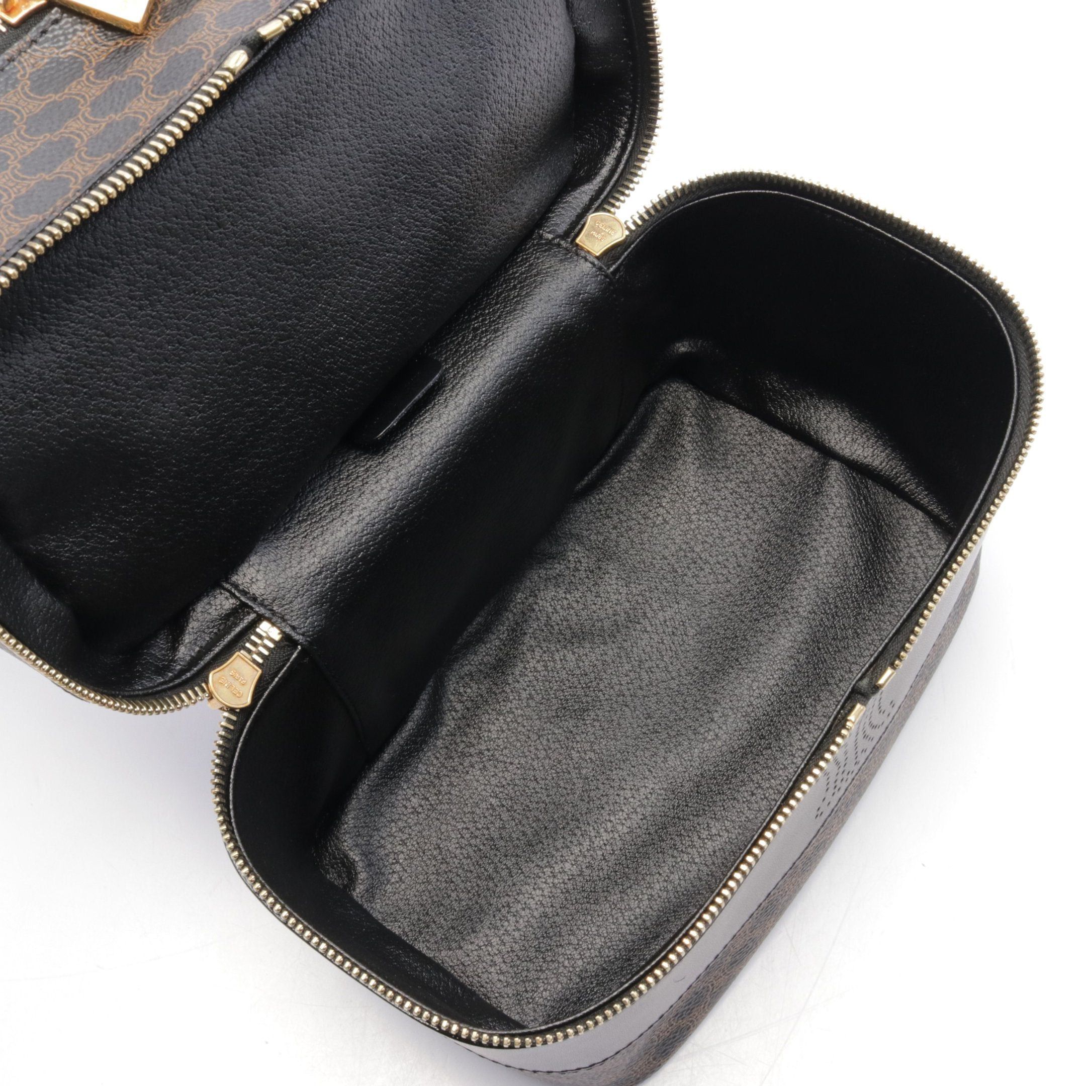 Celine Celine Macadam Handbag Vanity Bag Leather Black Brown Size ONE SIZE - 3 Thumbnail